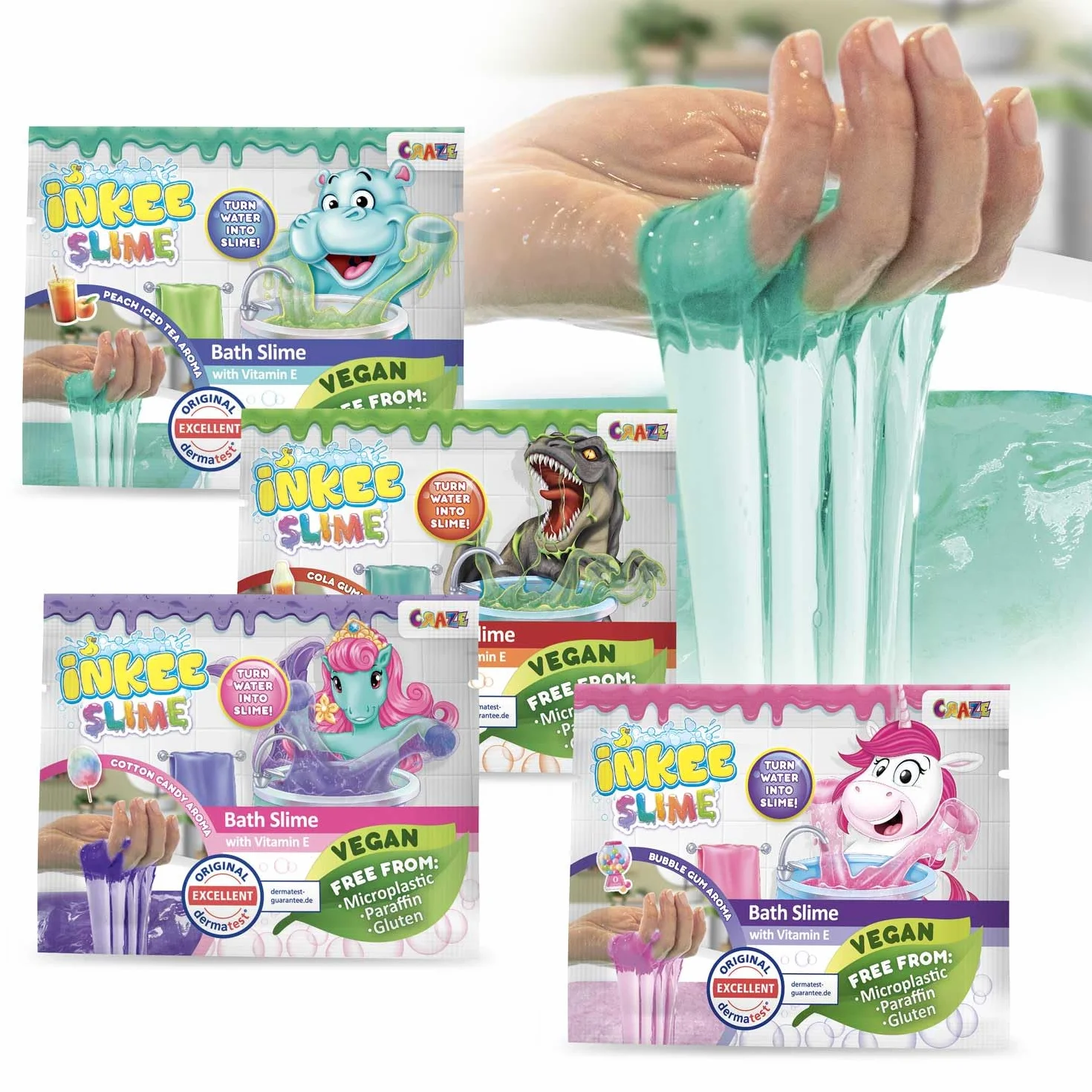 INKEE Bath Slime Mini 4 bustine bagnoschiuma melma colori profumi assortiti