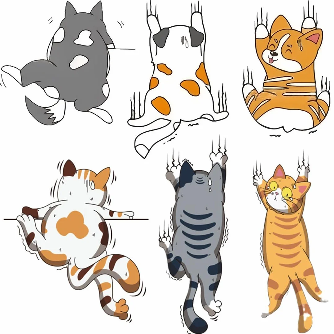 Set di 6 Divertenti Adesivi per auto con cani e gatti dei cartoni animati, divertenti adesivi per paraurti per auto e copertura antigraffio, Ideali per Auto, Camion, Pareti, Laptop e Bagagli