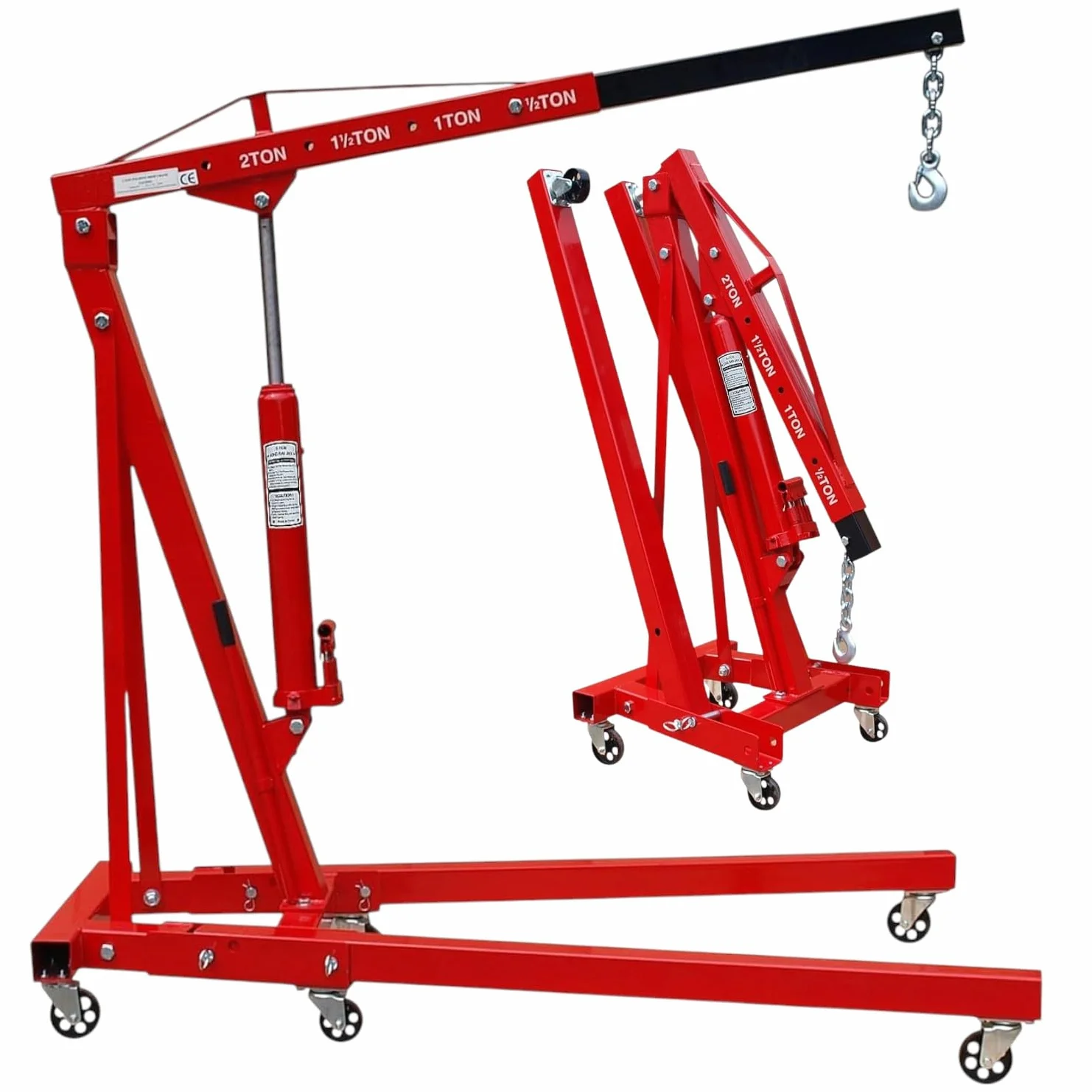 TANIASHOP Gru Gruetta Paranco Alzamotore idraulica da Officina Pieghevole da 2 Tonnellate Gru alza Motori Sollevamento Motori con Ruote Trasportabile Ideale per Officine e Garage