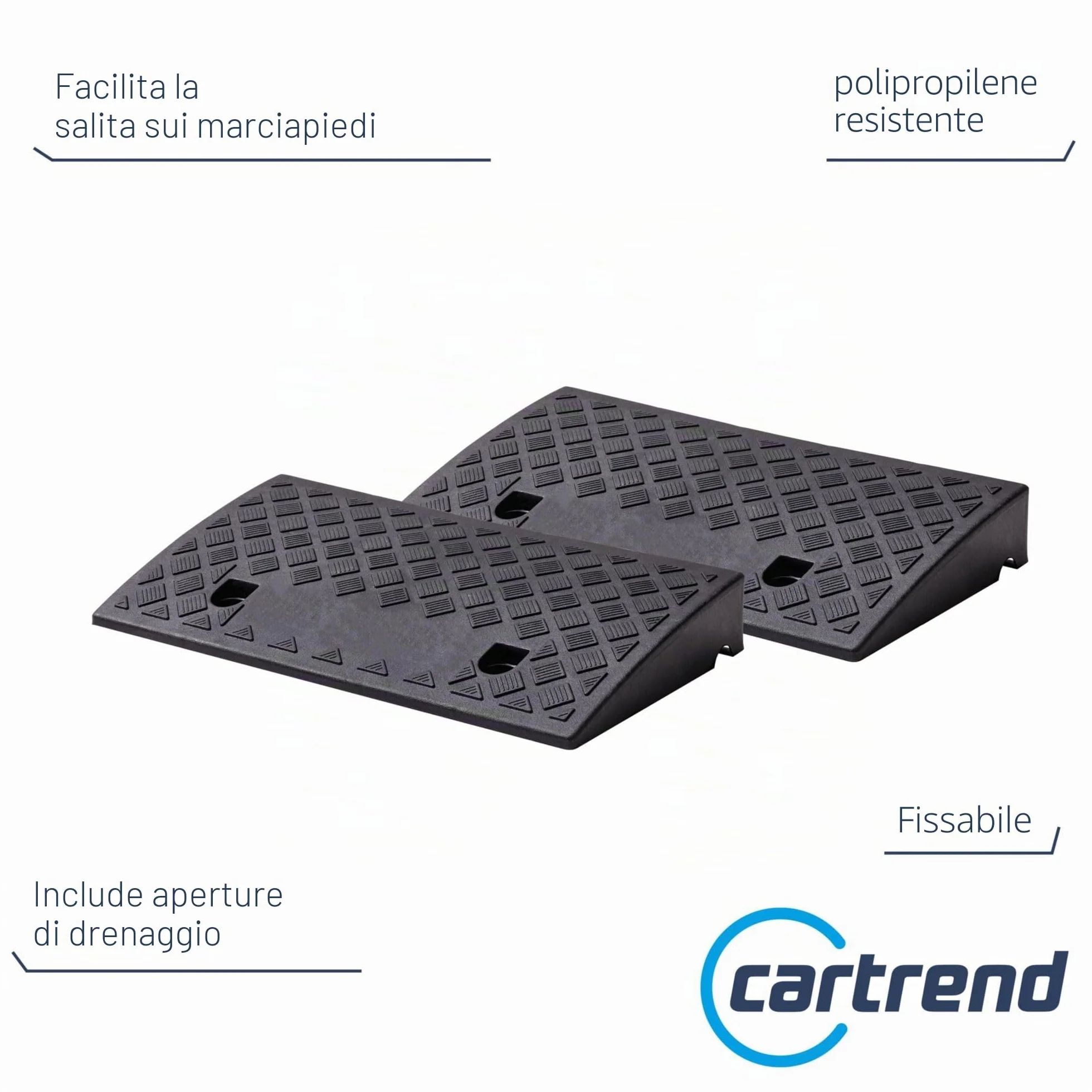 Cartrend 10646 - Rampa carrabile per marciapiede, Nero, 50 x 27 x 7 cm, Set di 2