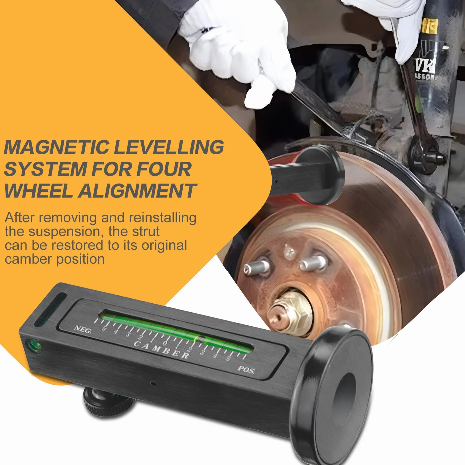 Allineamento Camber, Strumento di Allineamento Ruote Auto, Magnetometro per Riparazione Pneumatici Camper e Camion