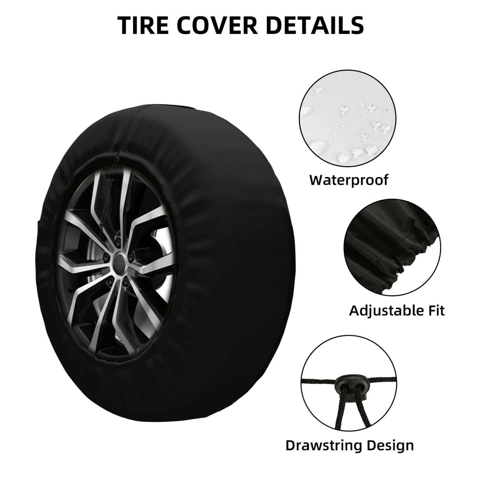 Copertura per ruota di scorta impermeabile universale 35,5 cm per camper roulotte SUV camion