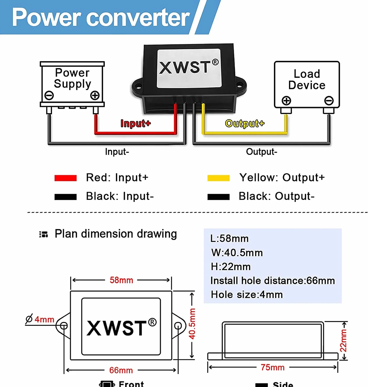 DC 9-36V 12V 24V Boost Buck Converter 1A 24W Inverter for Truck Automotive