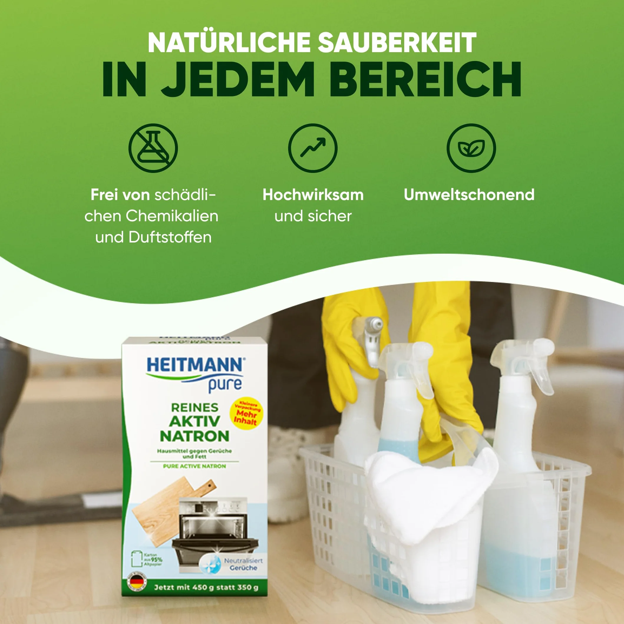 HEITMANN pure Soda attiva pura 450 g Rimuove grasso odori macchie