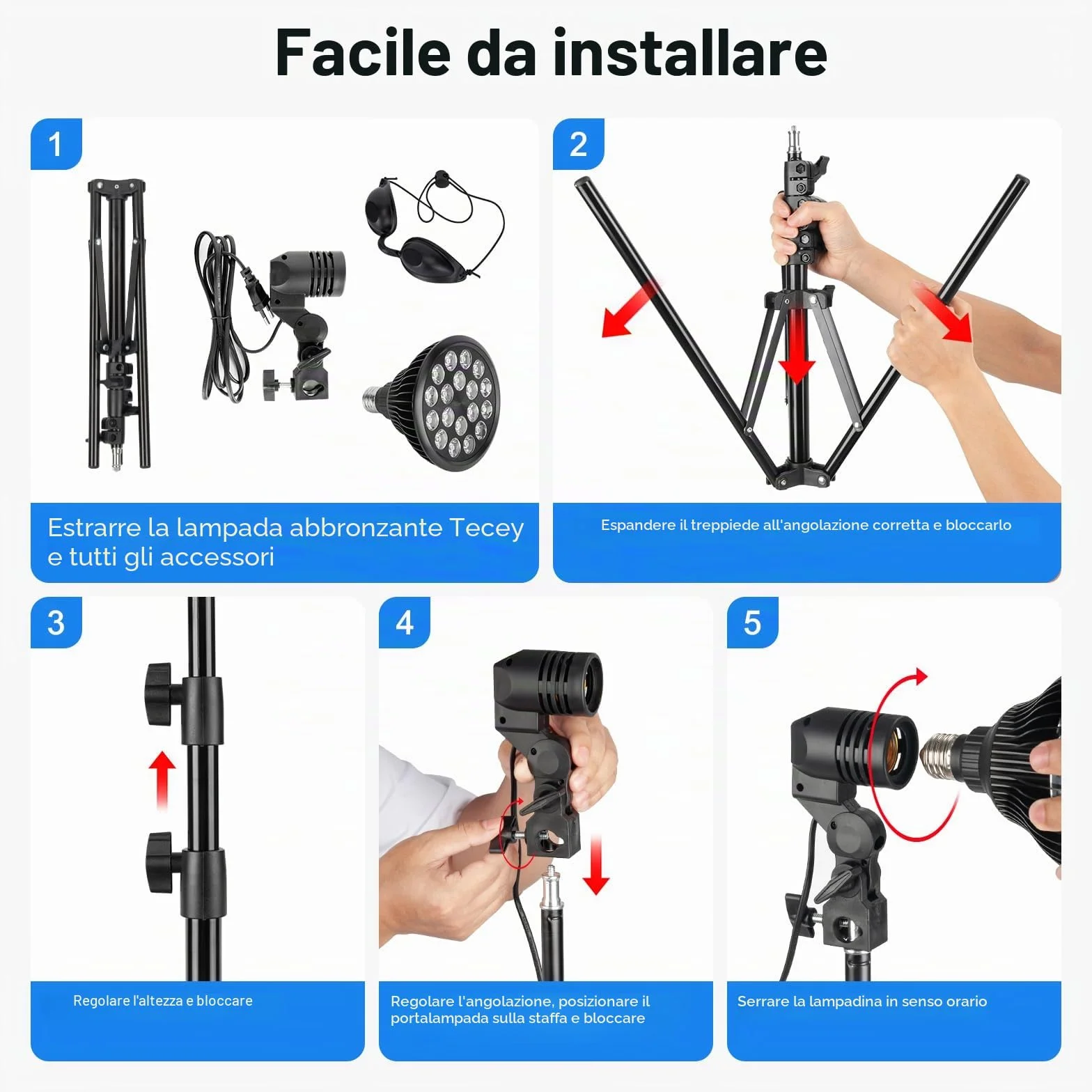Lampada Abbronzante Viso e Corpo 54W 395nm con Supporto Regolabile Occhiali