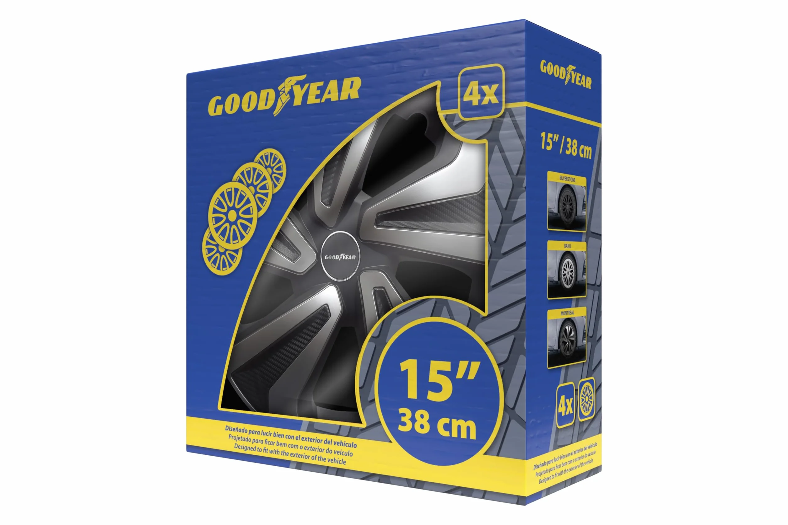 Goodyear Set di 4 copricerchi da 15" Montreal Nero/Argento