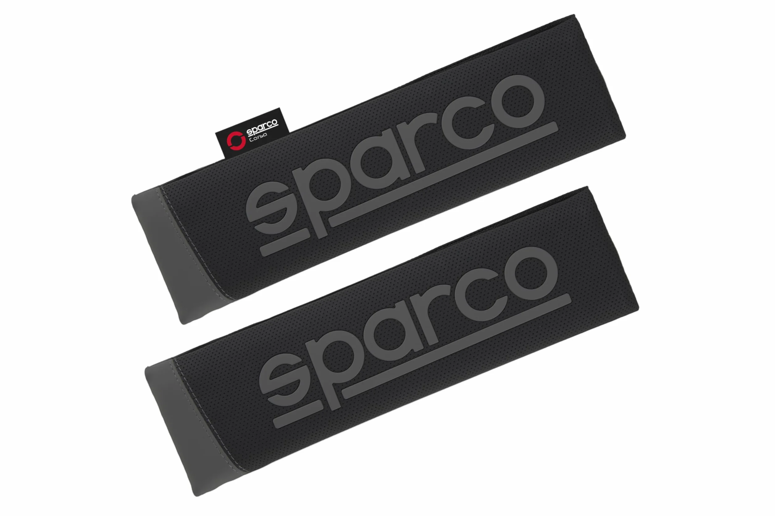 Sparco Cuscinetti per Cintura di Sicurezza universali 2 Pezzi, Amazon Exclusive, PVC + Poliestere, Lavabili e Facili da installare, Protezione per Cintura di Sicurezza per Auto