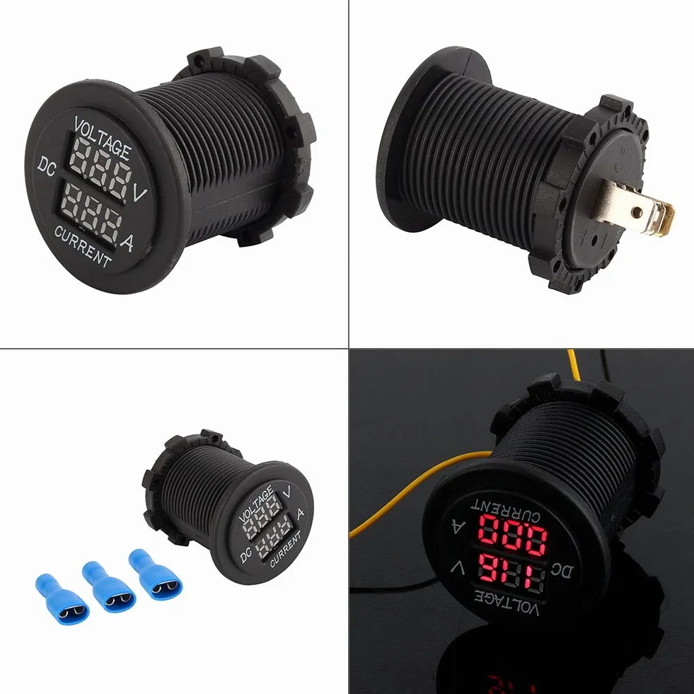 Amperometro voltmetro per auto 12-24V Dual LED Voltmetro digitale amperometro Voltaggio Display a LED rosso per auto Motocicletta Ambiente in nylon