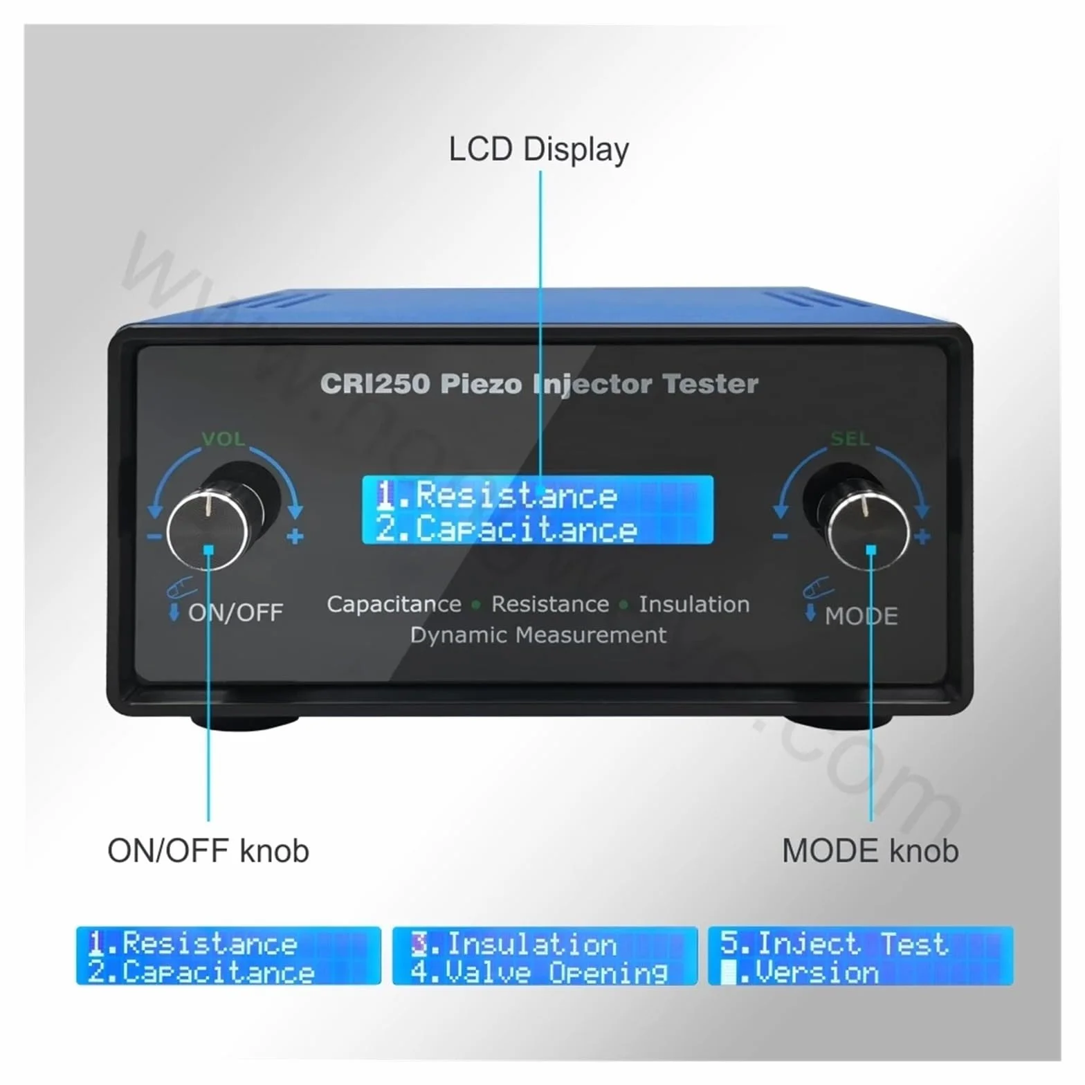Tester per iniettori CRI250 Tester del flusso d'aria 'iniettore Common Rail piezoelettrico for test di resistenza, capacità, resistenza di isolamento AHE Prova di pressione di apertura, prova di tenut