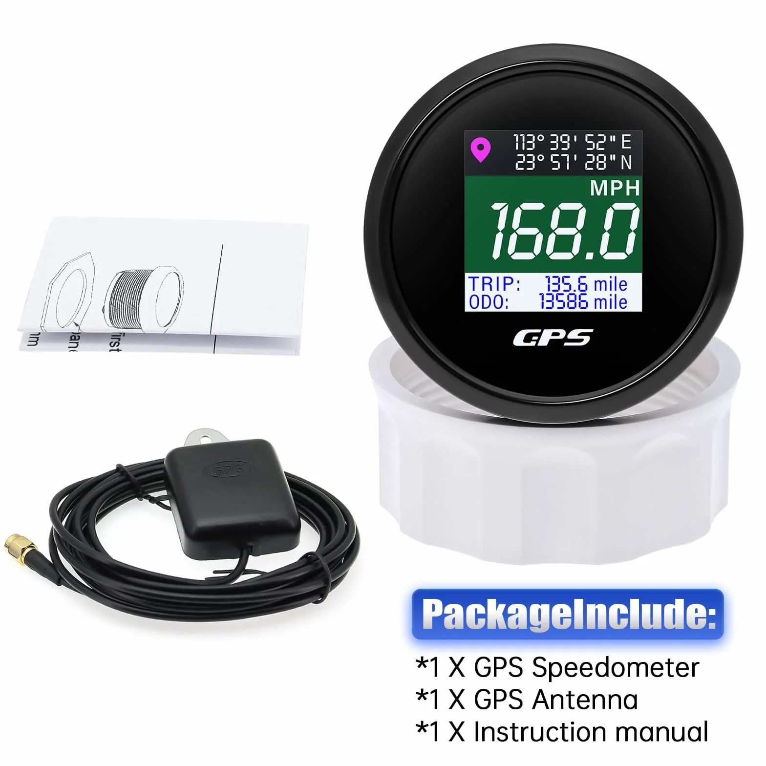 52 mm GPS tachimetro digitale impermeabile barca Km/h mph nodo antenna GPS regolabile 9-32 V fit auto camion moto marina