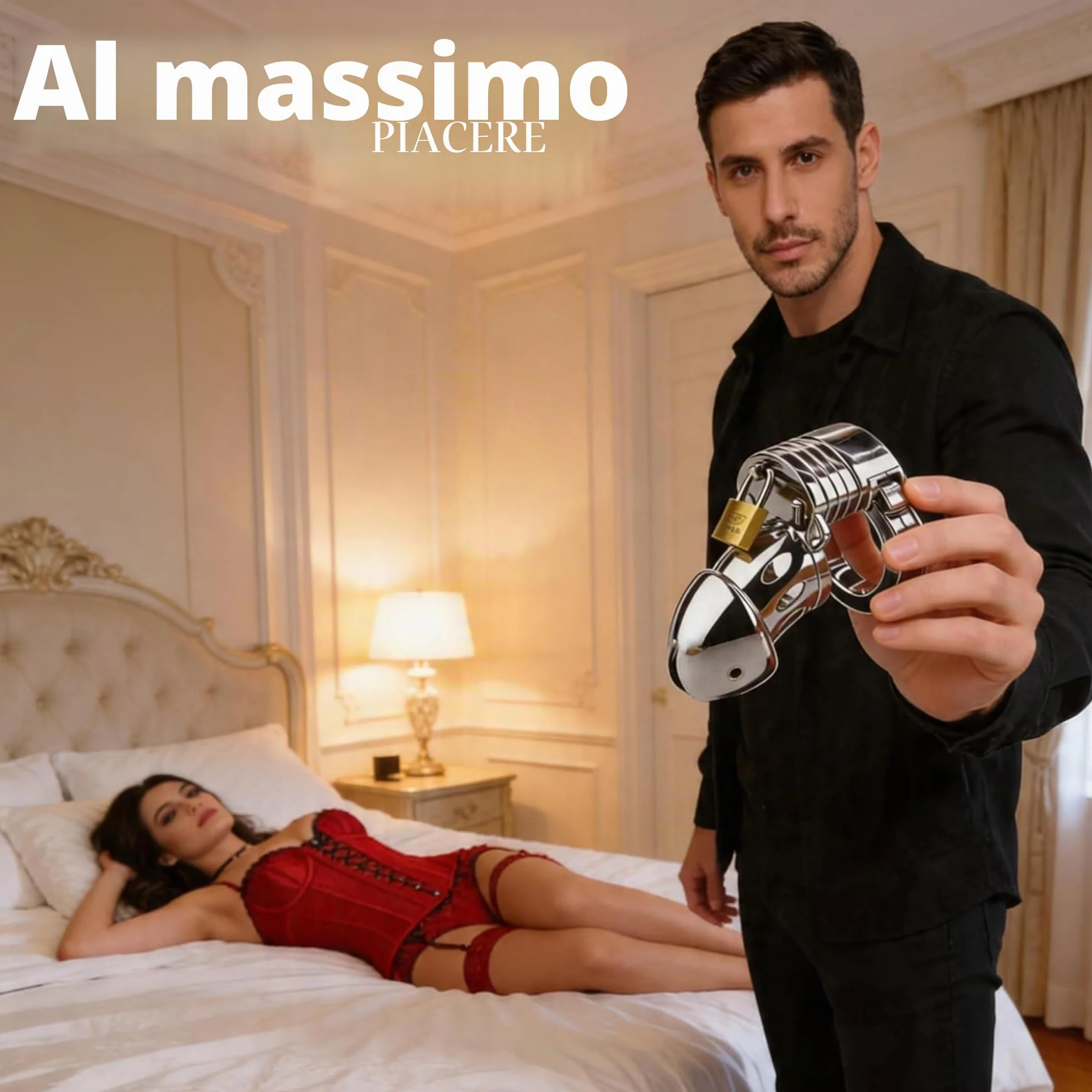 FOPS Gabbia Pene Metallo 11cm Chastity Cage Uomo Cintura Castità Maschile BDSM Sex Toy