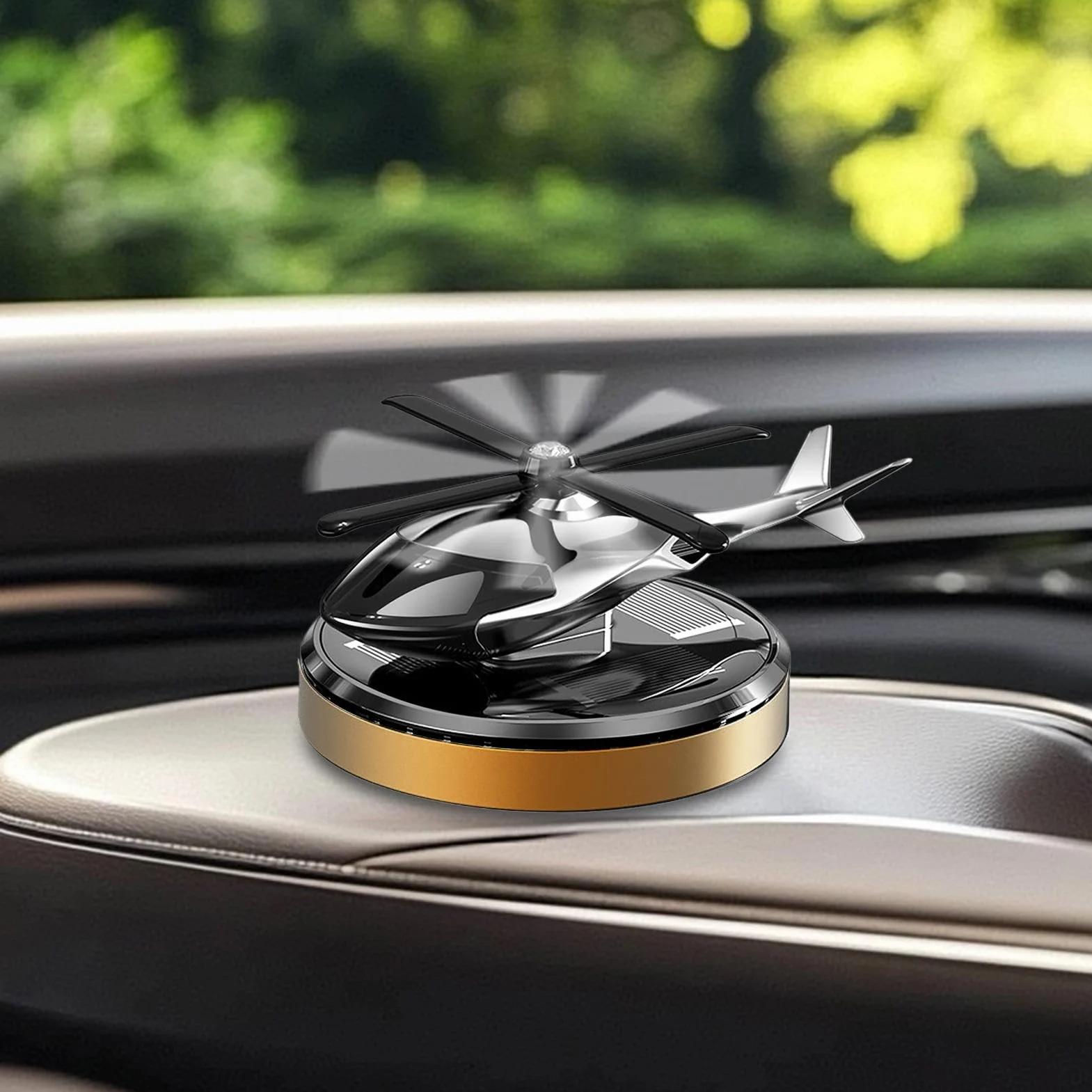 Deodorante per auto a forma di elicottero solare, diffusore rotante per aromaterapia