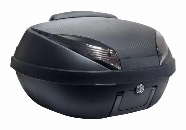 BAULETTO 52L NERO OPACO E CARBON 58X45X32,5CM CON PIASTRA FISSA E SCHIENALINO