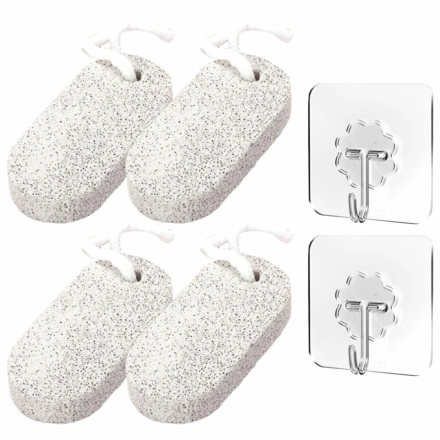 Strumenti di Pedicure, Accessori per la Cura del Piede, 4 Pezzi di Pietra Ovale e 2 Ganci