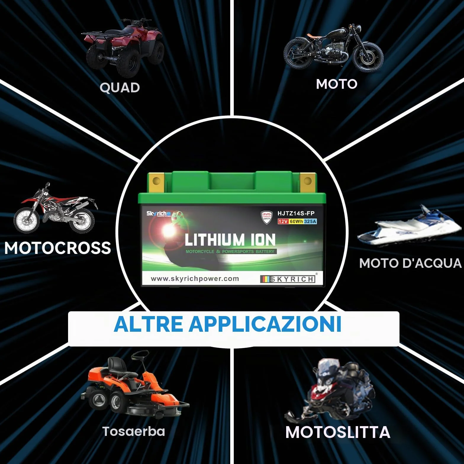 Skyrich HJTZ14S-FP Batteria Motocicletta