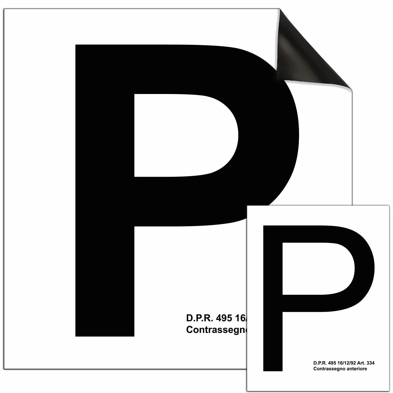 Lettera P di Principiante Magnetica Vinile Set 2 Pezzi Anteriore Posteriore Neopatentati Omologata Cartello Auto Esterni