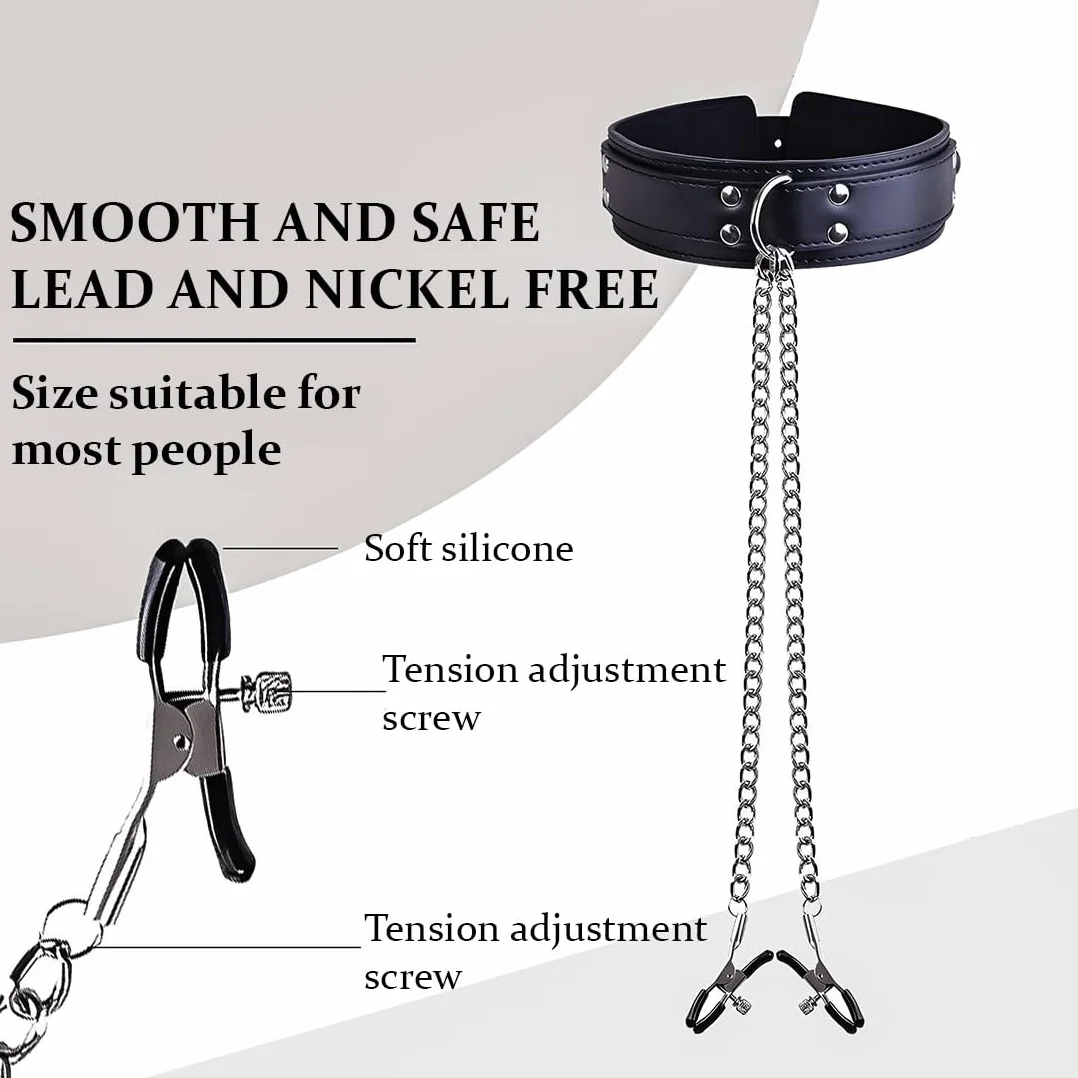 Collana con morsetti per capezzoli regolabili e catena per il seno, set giocattoli sessuali stimolazione extra forte