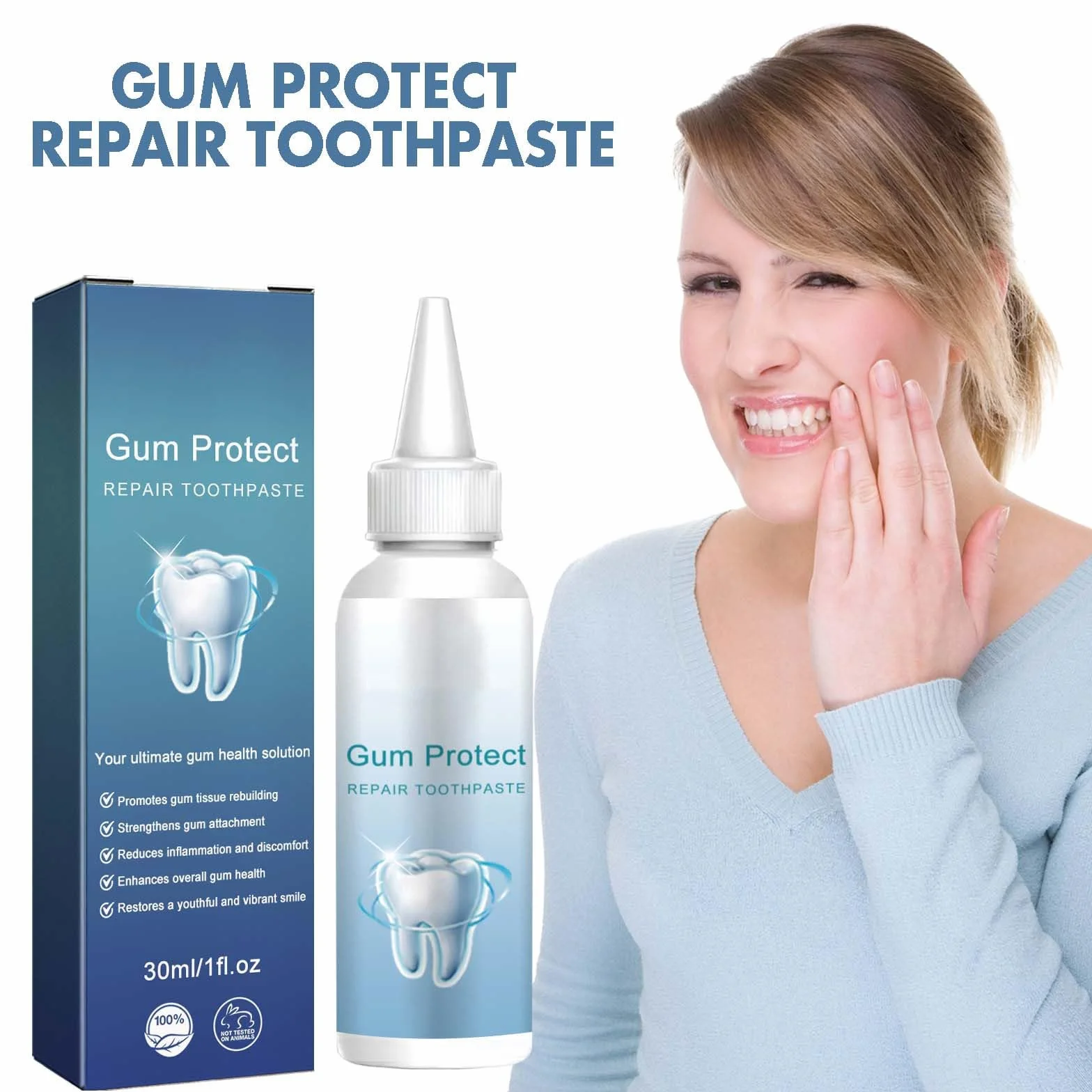 Gel per terapia gengivale Teeth Repair, riparazione recessioni gengivali, respiro fresco, pulizia profonda gengive, Protect Gums Oral Care
