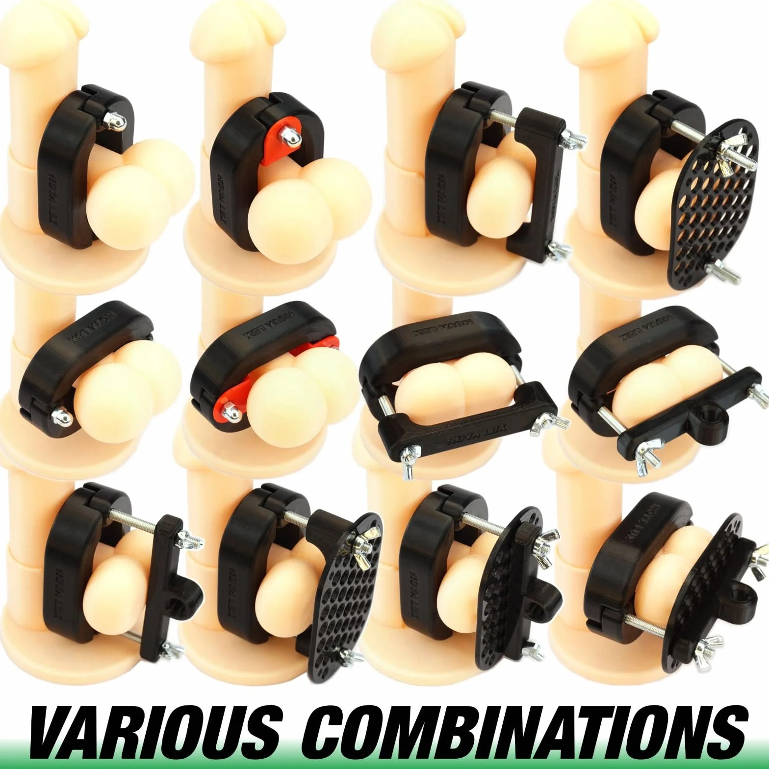 Nova Lux GRIP-MAX-RANGER Morsetto per scroto Set z Anello di Serraggio CBT