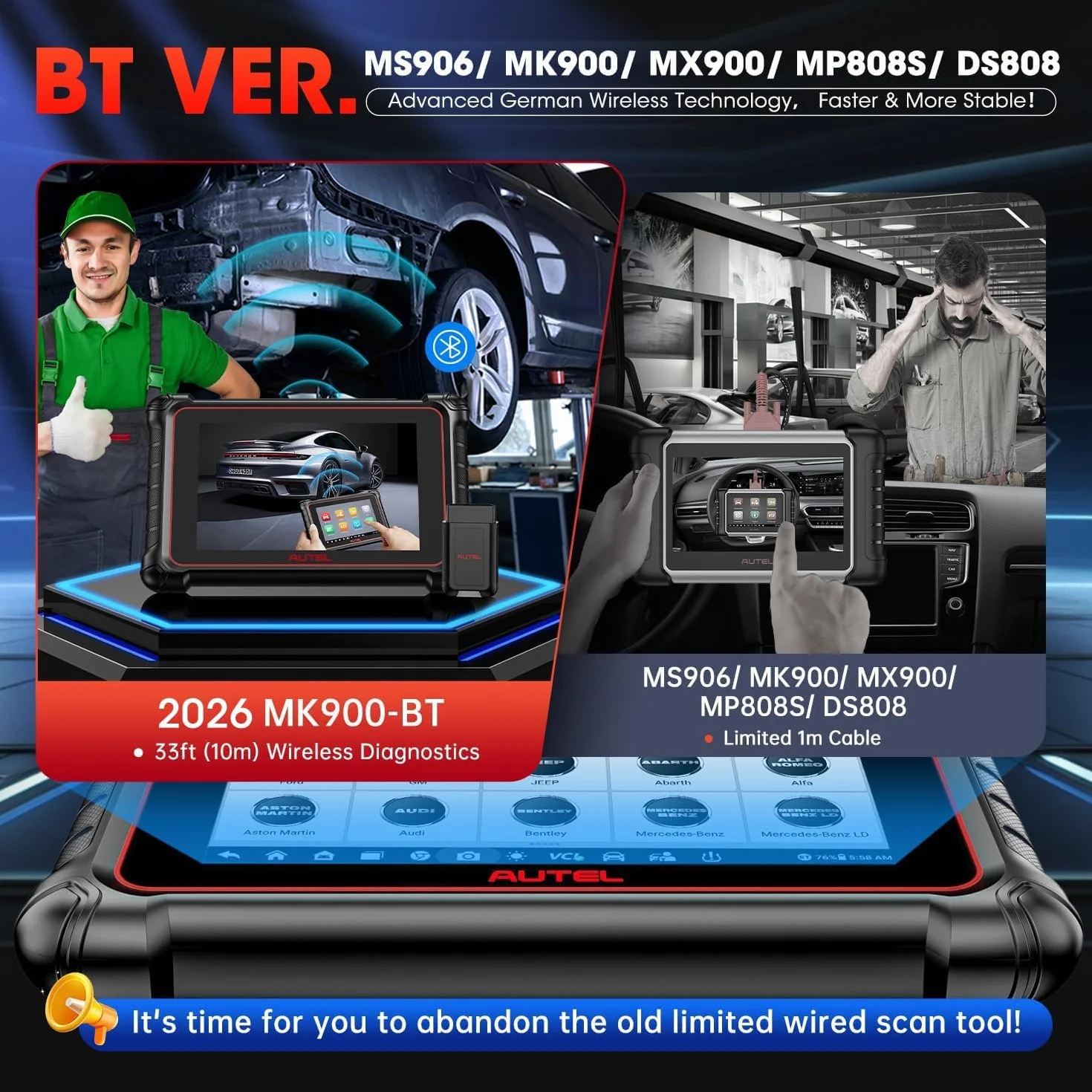 Autel MaxiCOM MK900BT OBD2 Diagnostica 2026 MK900-BT Bidirezionale Scanner CANFD DOIP OS11