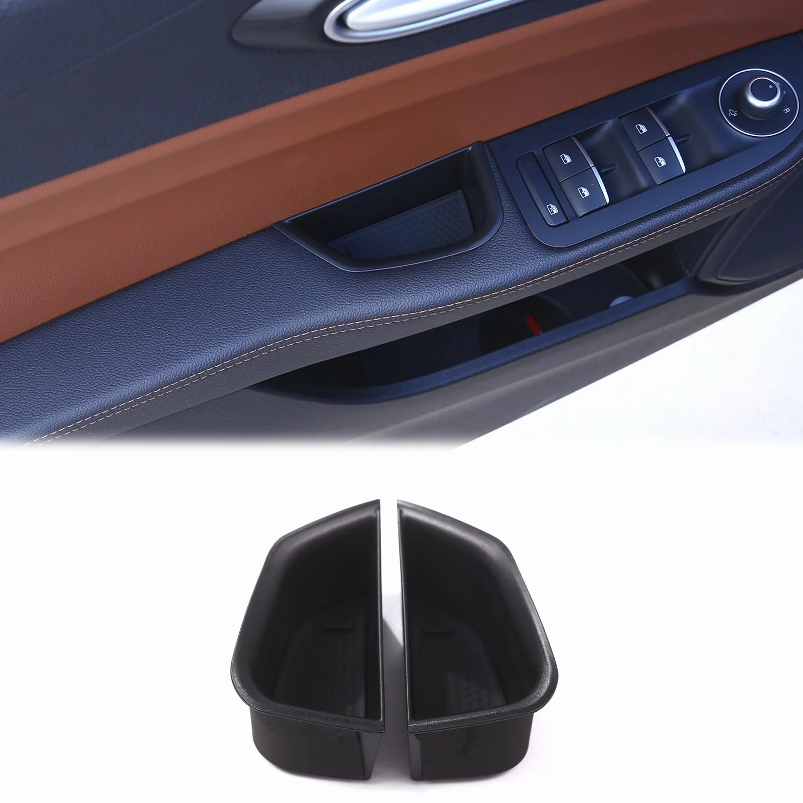 PIUGILH Scatola portaoggetti per porta dell'auto, con cuscino, adatta per Alfa Romeo Giulia 2017 – 2020,2 pezzi, per porta dell'auto, per accessori interni Giulia