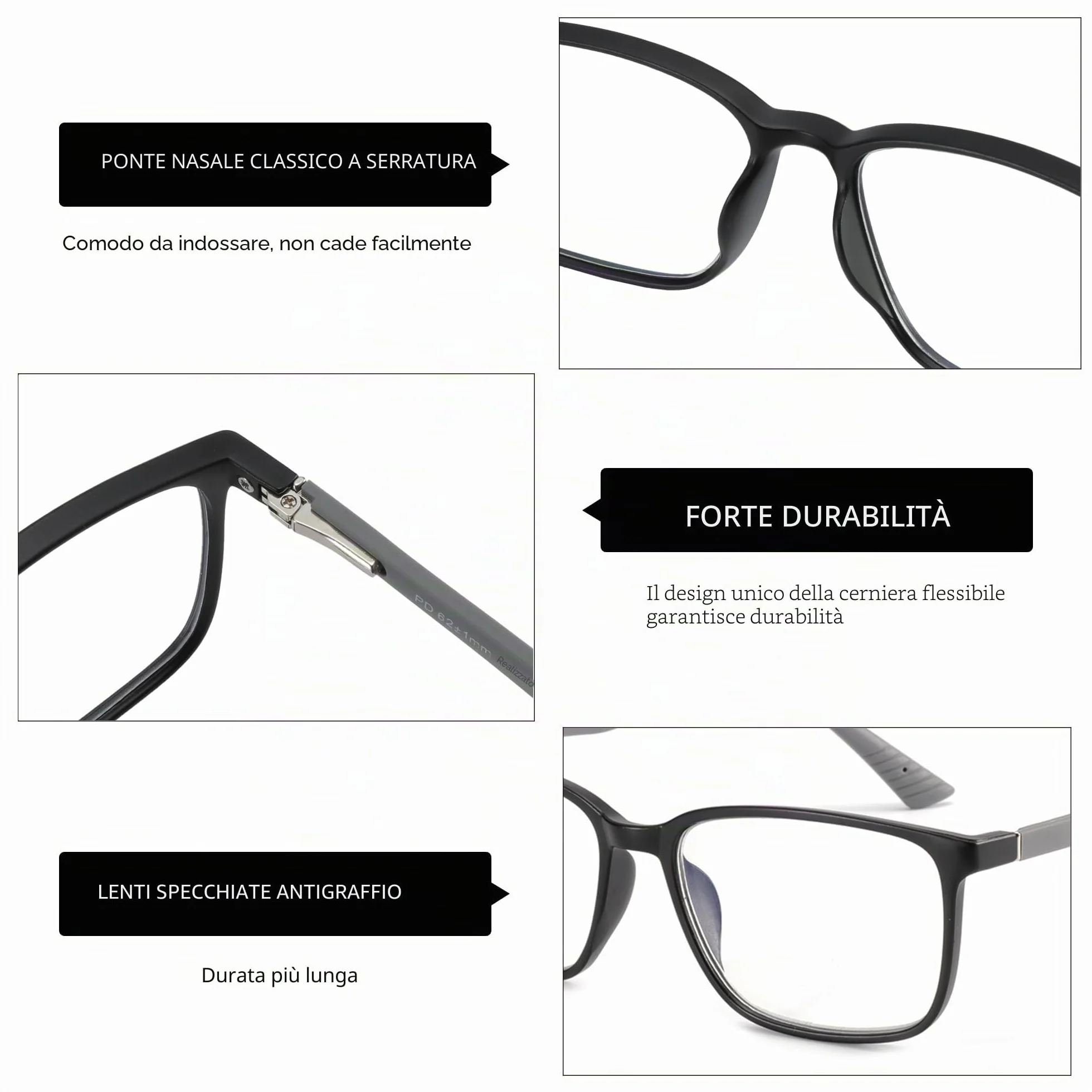 ZENOTTIC Occhiali con Filtro Luce Blu, Montatura Quadrata Antiriflesso per Uomo