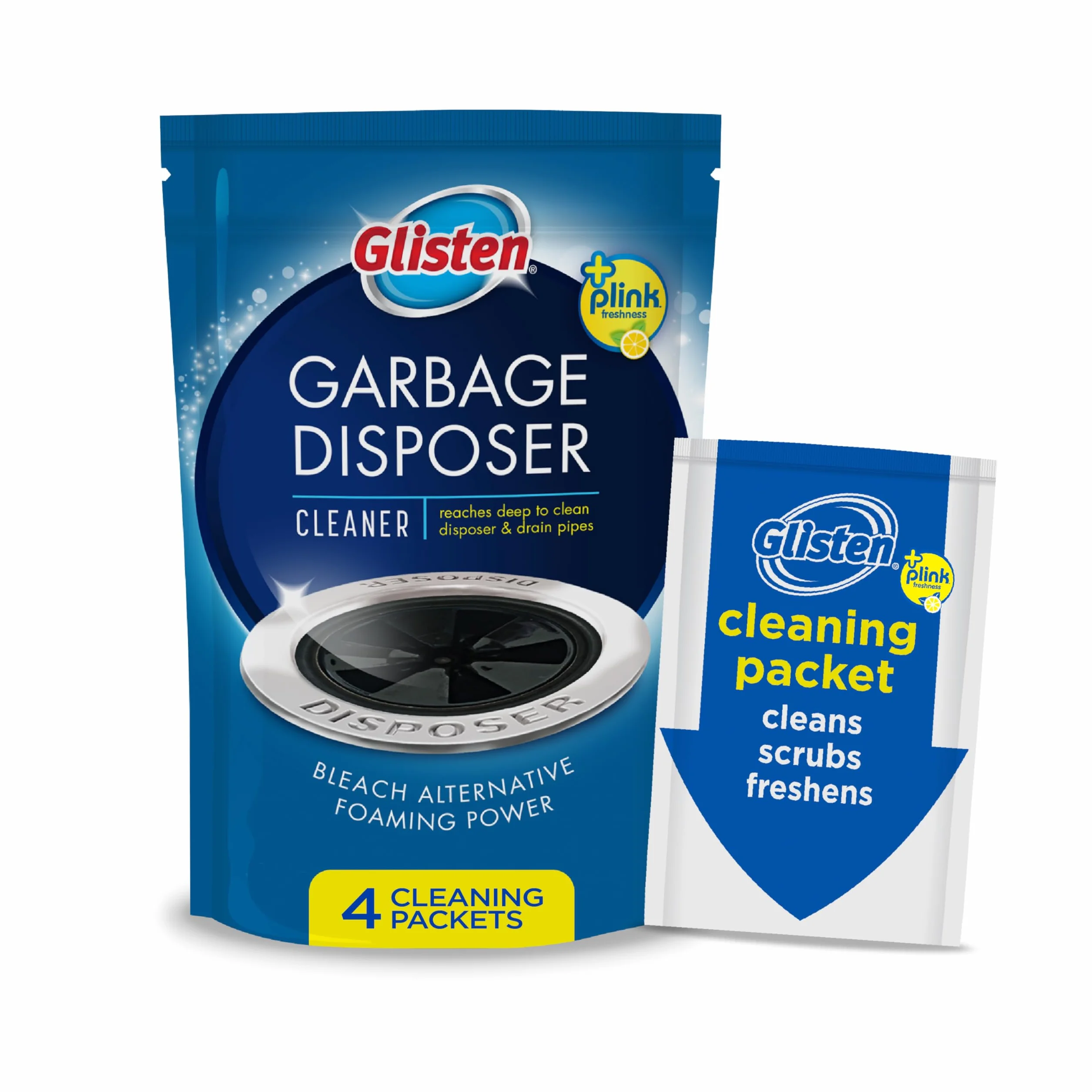 Glisten Disposer Care Foaming Garbage Disposer Cleaner 4.9 oz 4 Packets