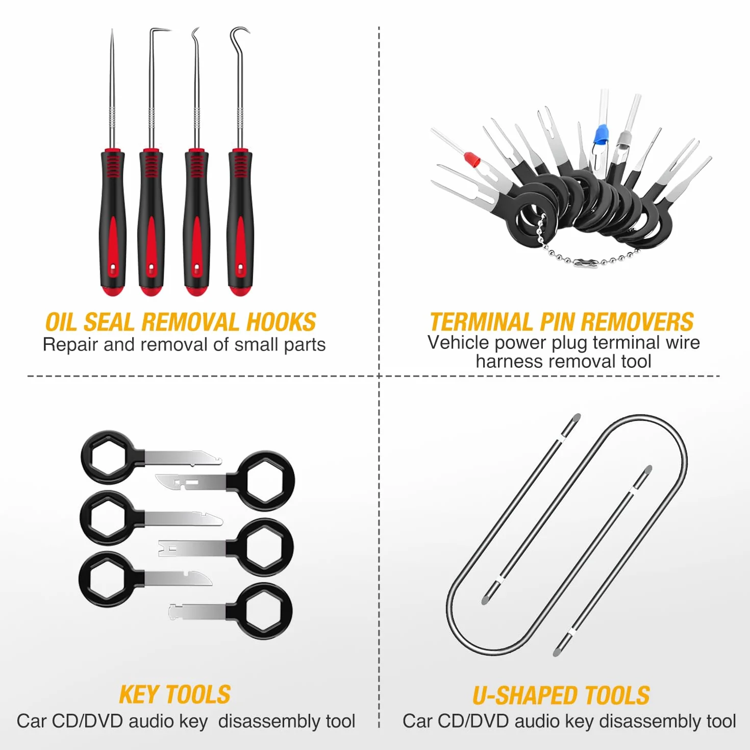 GOOACC Set di 102 Pezzi Strumenti per Rimozione Rifiniture con Perno a Spinta Nylon Clip Fissaggio Paraurti