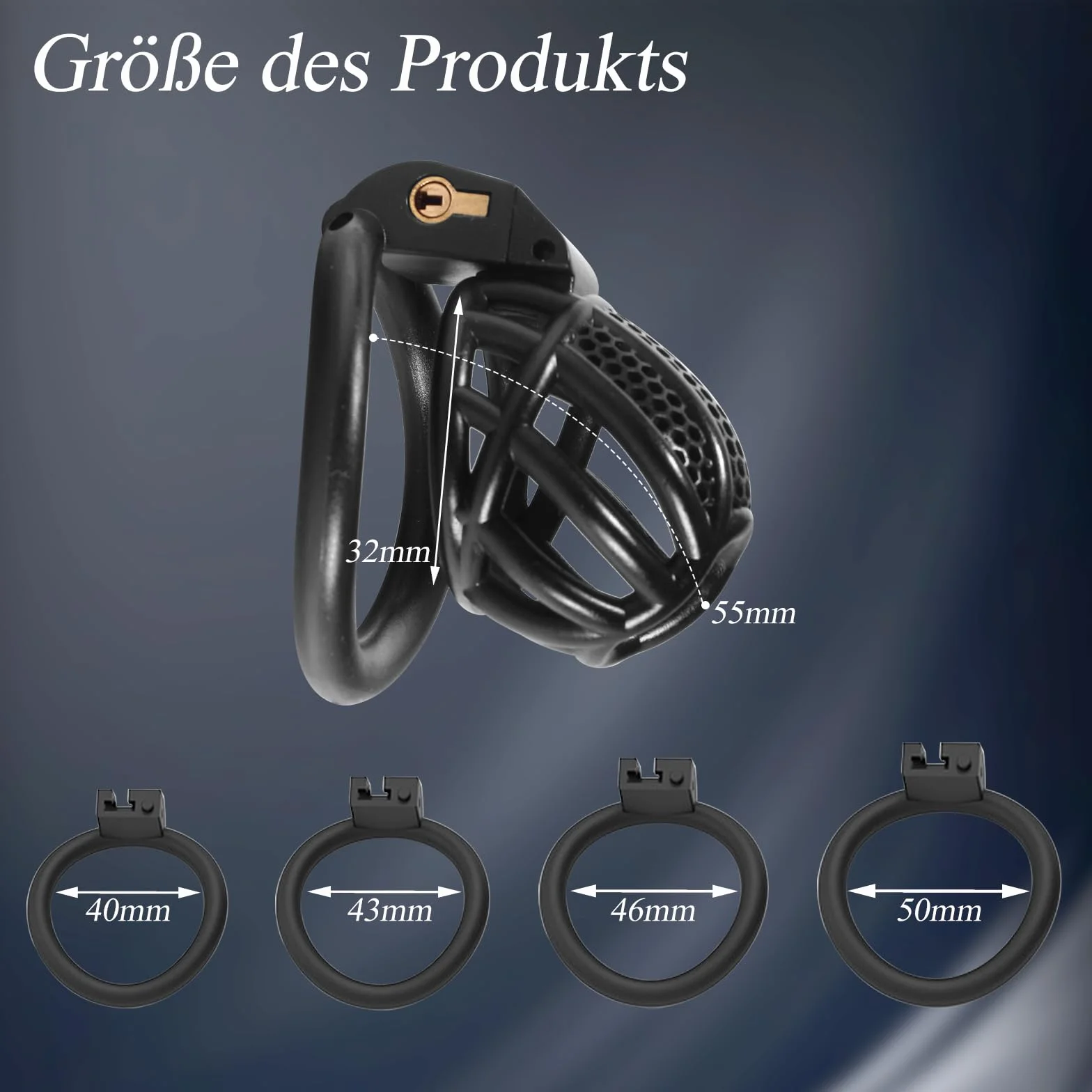 BDSMYEE chastity cage gabbia castità per uomo con 4 cockrings nero M