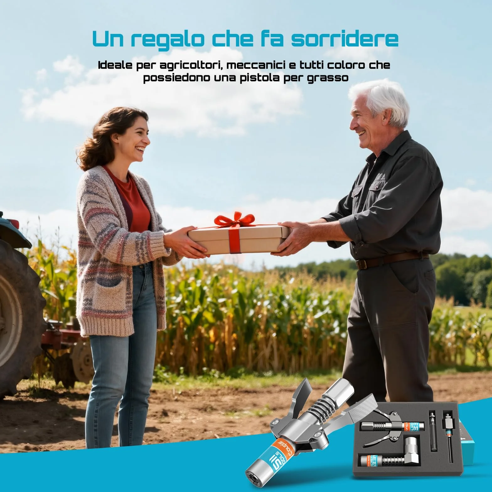 Seesii Kit di Accessori per Ingrassatore GR04P, Testina Professionale, Adattatore 90°, Tubo Flessibile 30 cm, 2 Puntali
