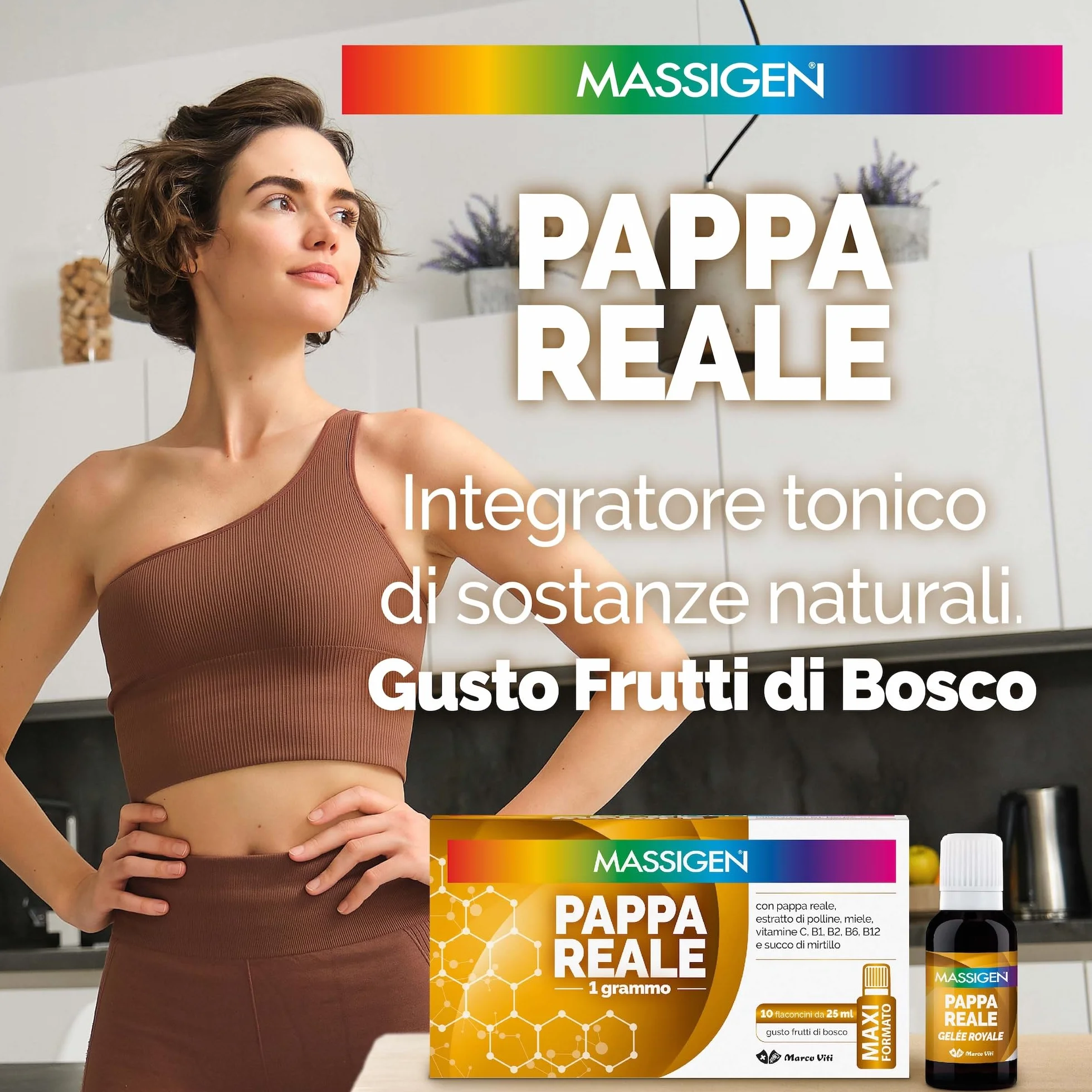 Massigen Pappa Reale Tonico Naturale Integratore Energetico Antiossidante Miele 10 Flaconcini 25 ml