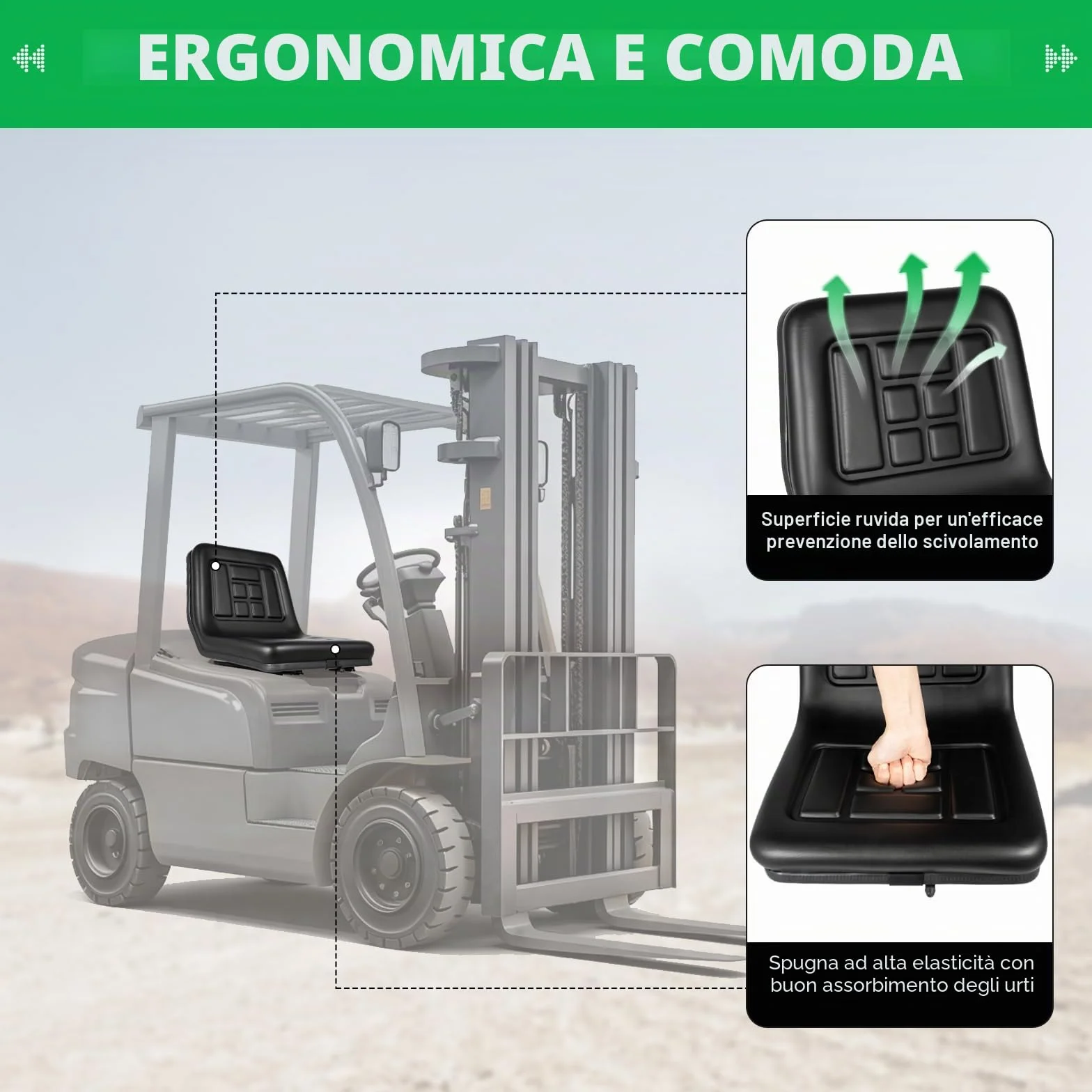 MINRS Sedile universale per trattore con schienale, in pelle PVC, impermeabile, nero, adatto per trattore, carrello elevatore, escavatore, tosaerba e ribaltabile