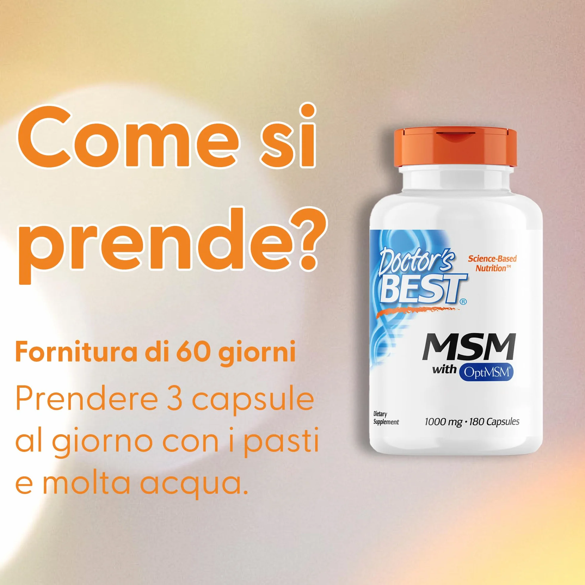 Doctor's Best MSM con OptiMSM 1.000mg 180 Capsule Zolfo Naturale