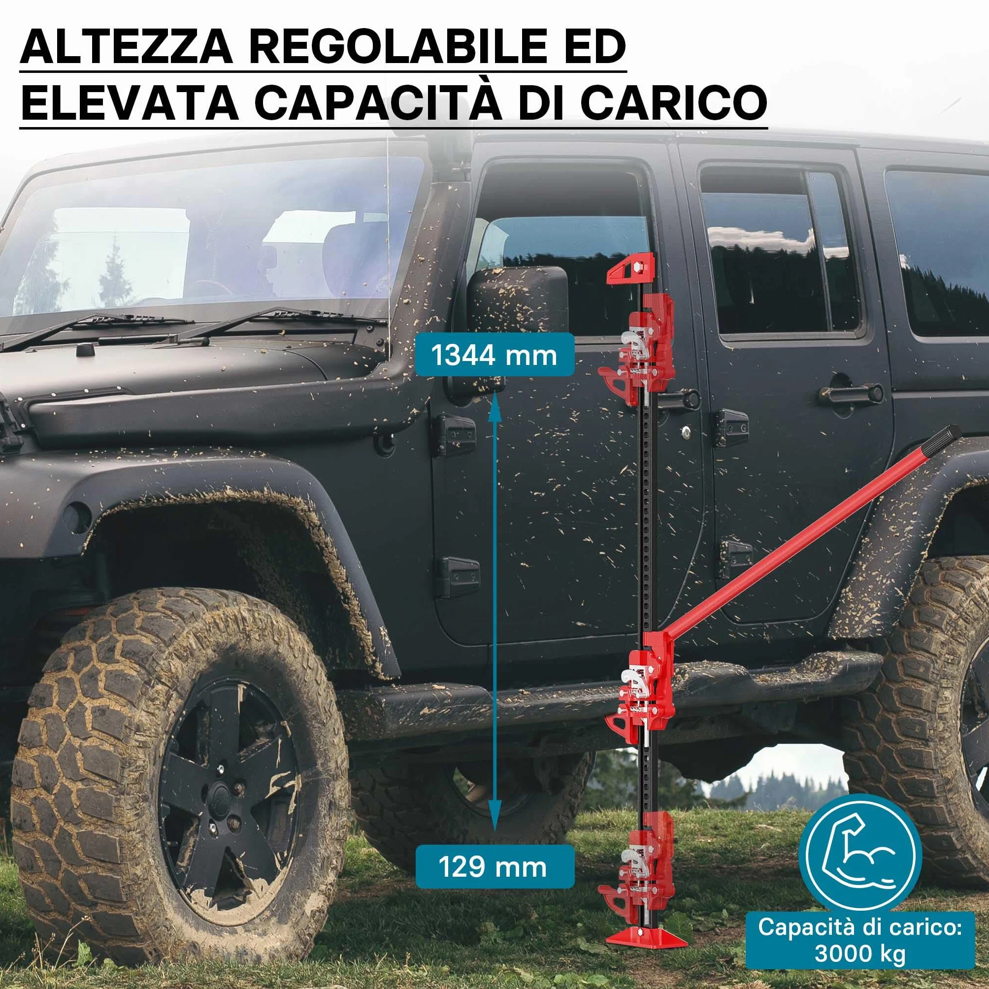 Binda meccanica 60" 150 cm 3000 kg sollevatore cric per fuoristrada e quad