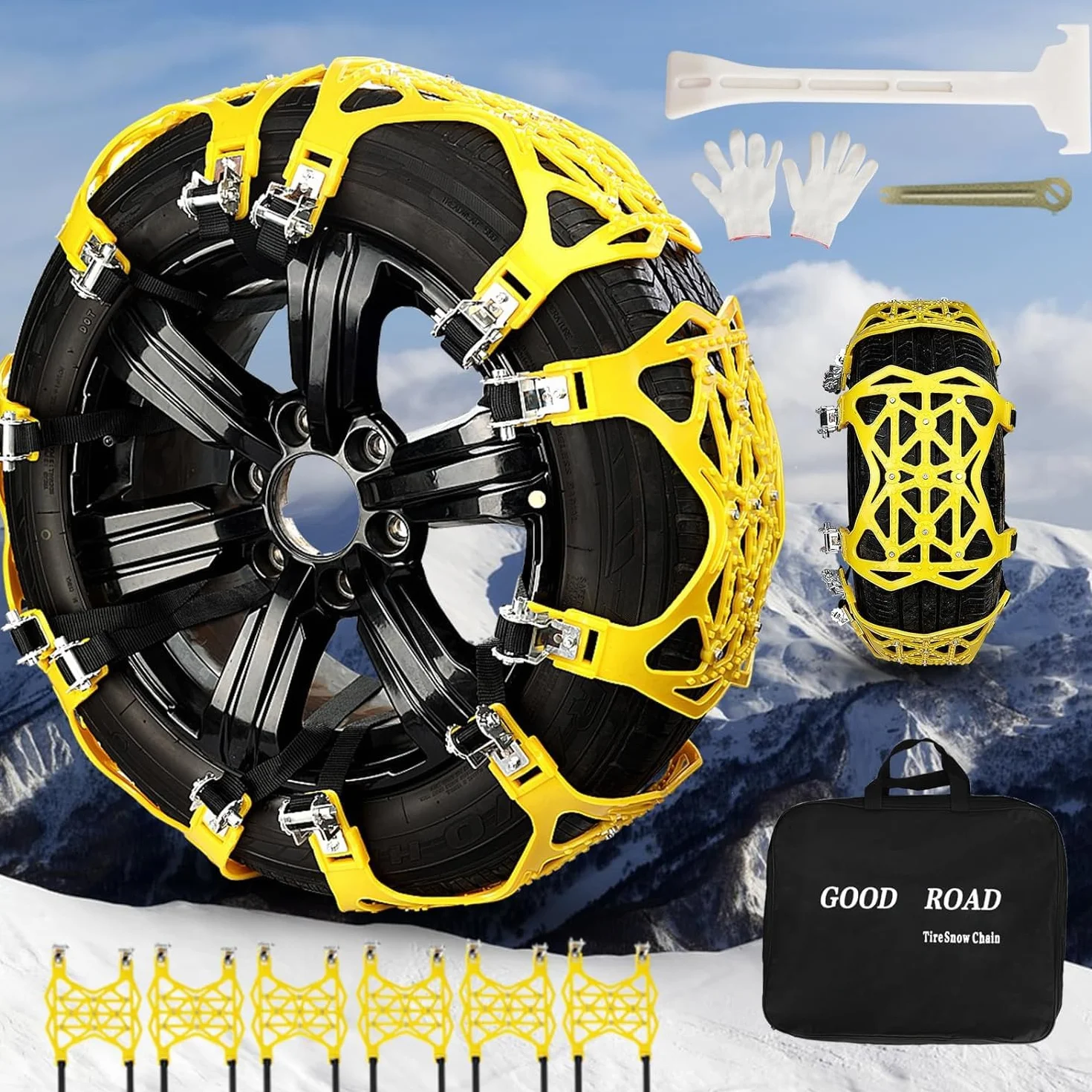 Catene da neve universali per auto 6 pezzi 165-255 mm 6.5"-10" per camion SUV