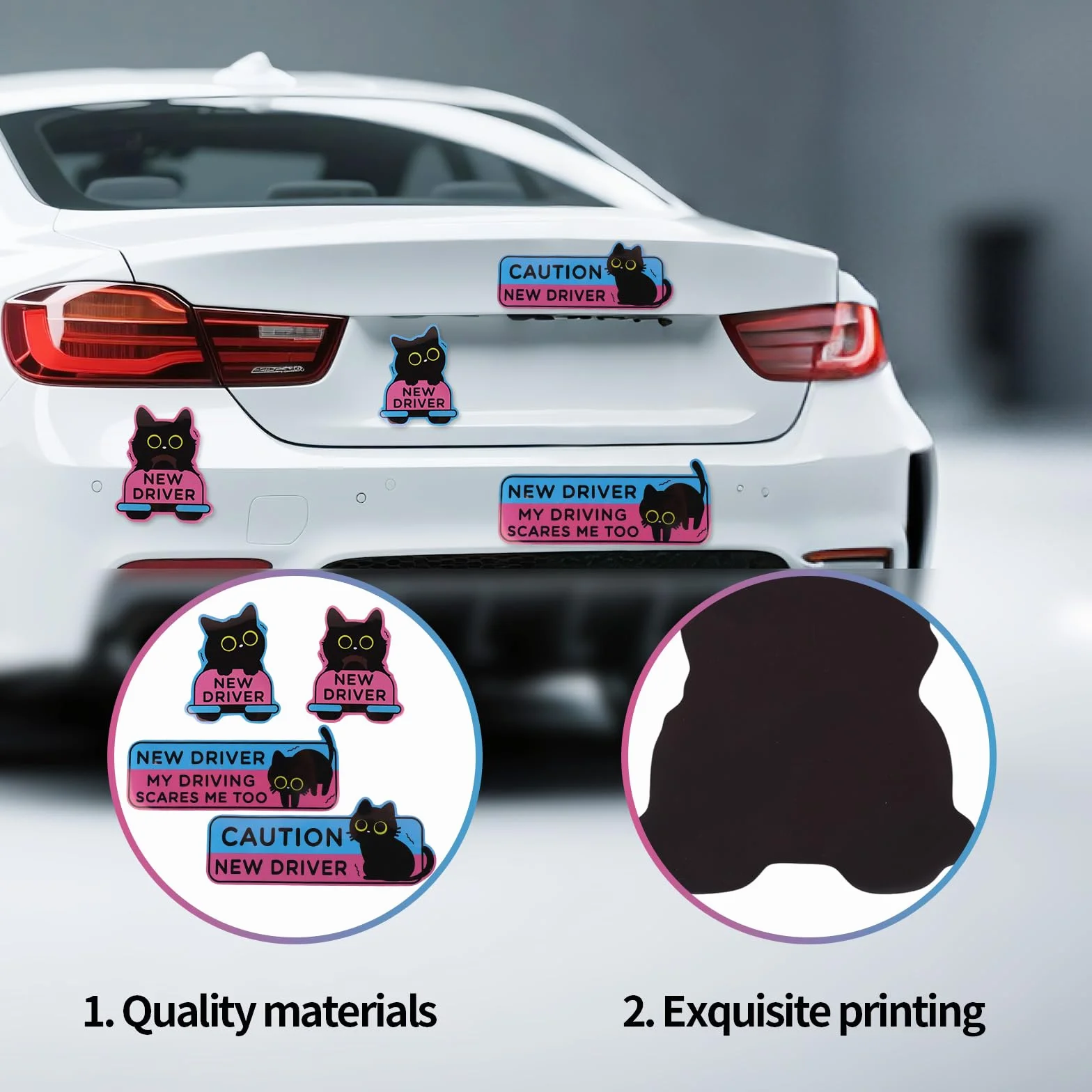 MagnetiAuto Gatto Nero Driver Gatto Tremolante Cartone Animato Segnali Sicurezza Adesivi Magnetici Paraurti Auto Neopatentati