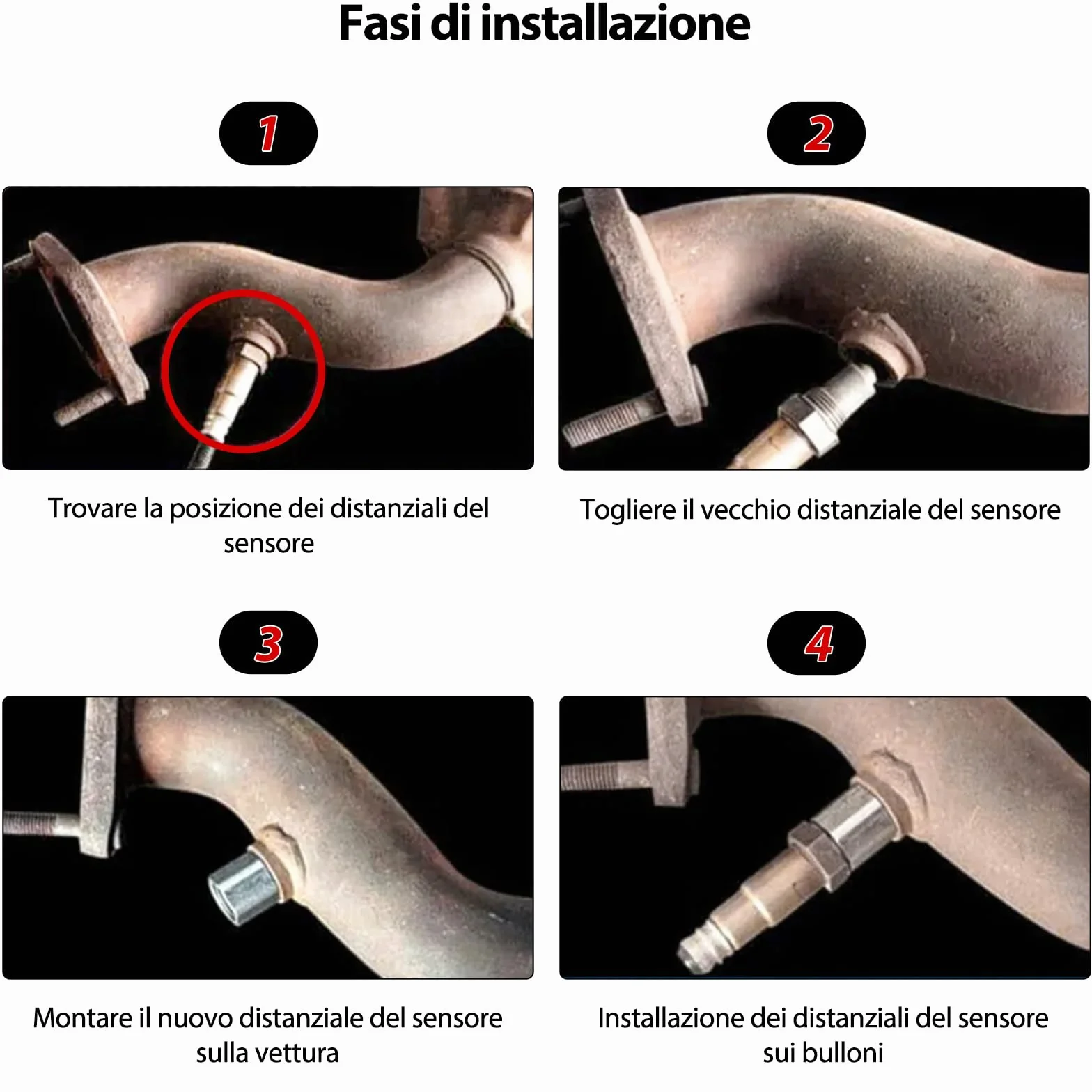 1PZ MI8-PI5 M18x1,5 Sensore Ossigeno Adattatore Distanziatore Estensore Auto Acciaio Inossidabile