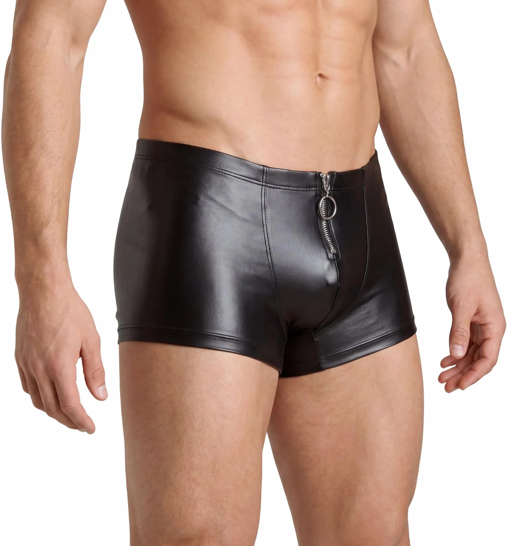 Pantaloncini in lattice con chiusura lampo anteriore effetto bagnato
