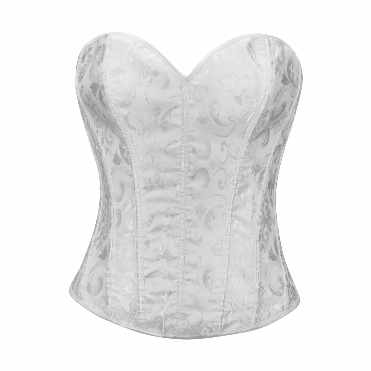 Corsetto Donna Pizzo Boned Overbust Corset Chiusura Lampo Laterale Lacci Vintage Modellante Vita Lingerie