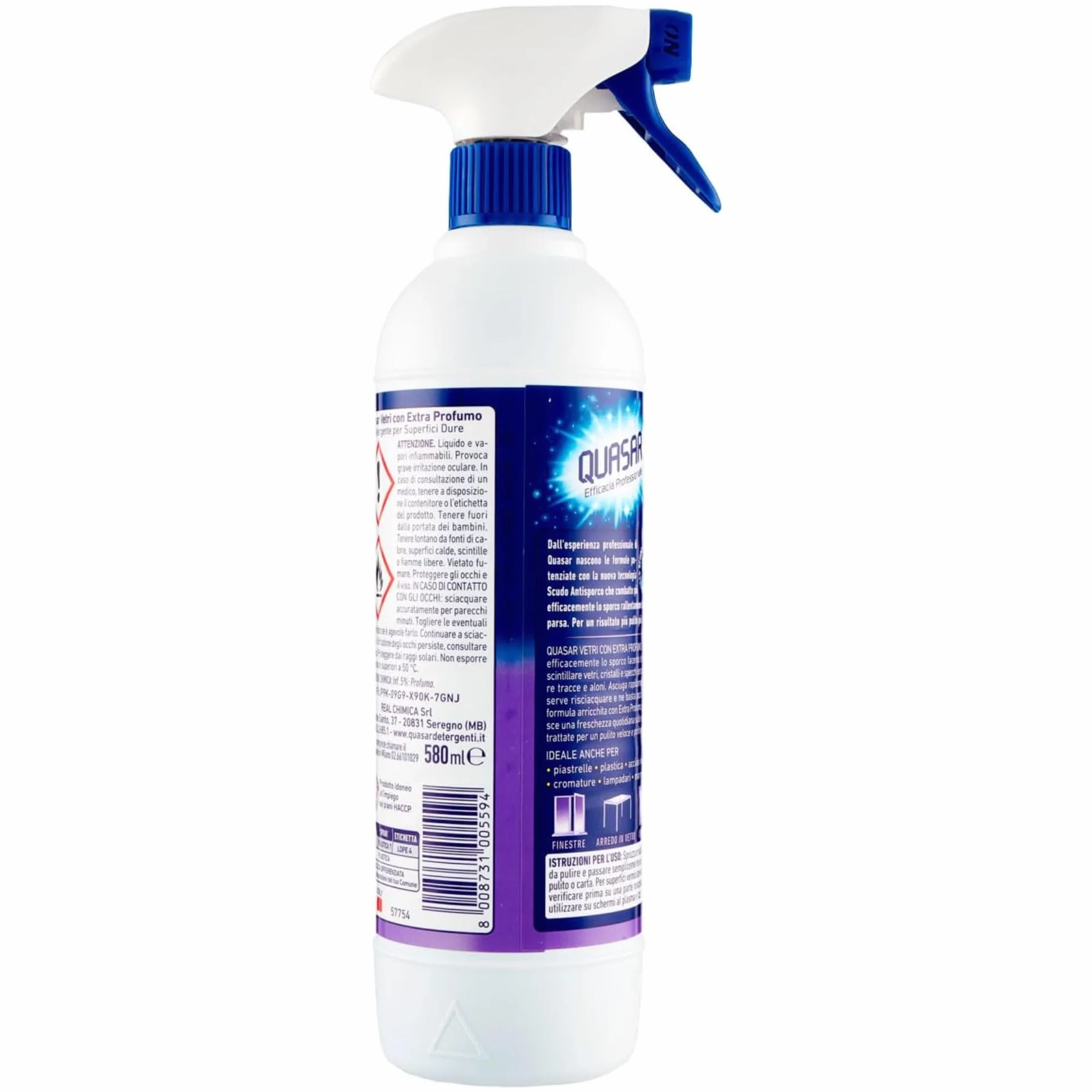 Detergente VETRI Extra Profumo 580ml 6 Trigger + Panno Lattice 30x30 + 100 Guanti HDPE