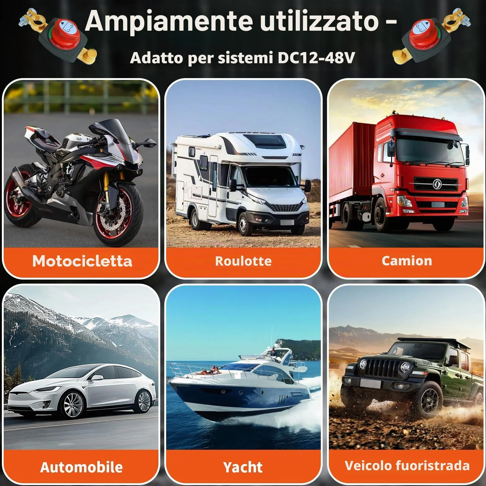 Interruttore Stacca Batteria, Stacca Batteria 12v-48v, Interruttore di Separazione Della Battery, Staccabatteria Impermeabile per Auto Moto Veicoli Camion