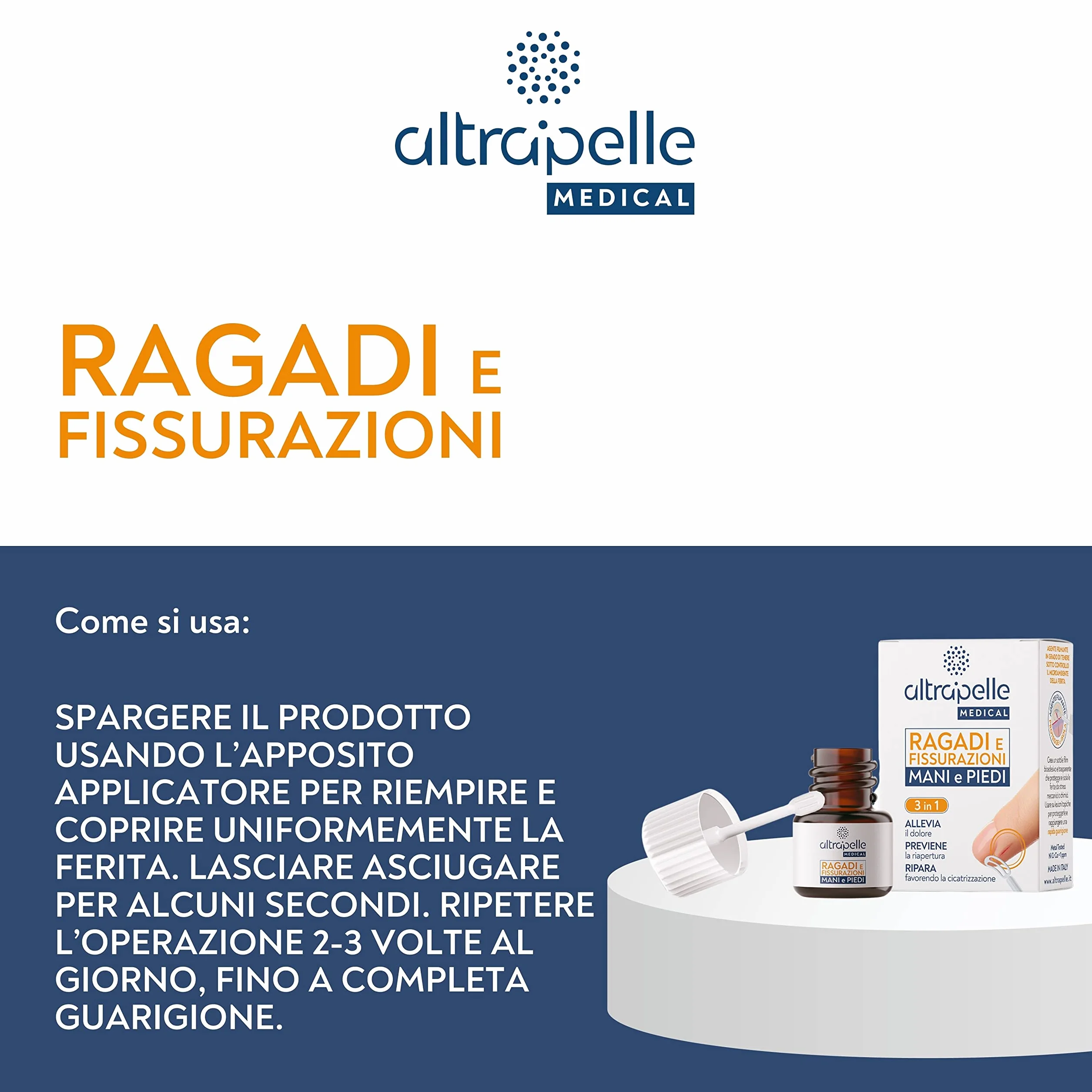 Altrapelle Medical Cerotto Liquido per Ragadi e Fissurazioni Mani e Piedi, 7 ml
