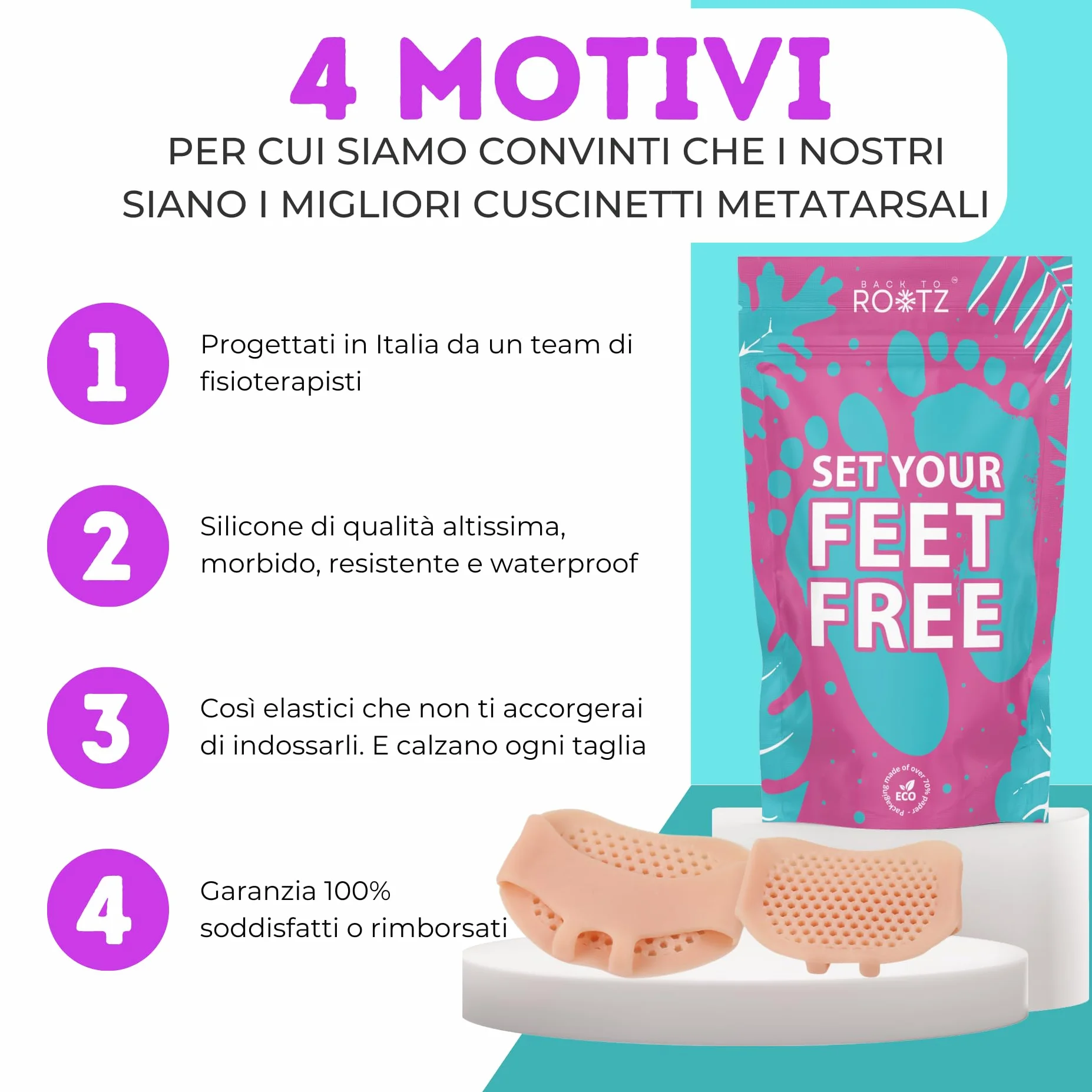 4 Cuscinetti Metatarsali in Silicone a Nido d'Ape Traspirante per Donna e Uomo, Antidolore Metatarsalgia, 2 Paia