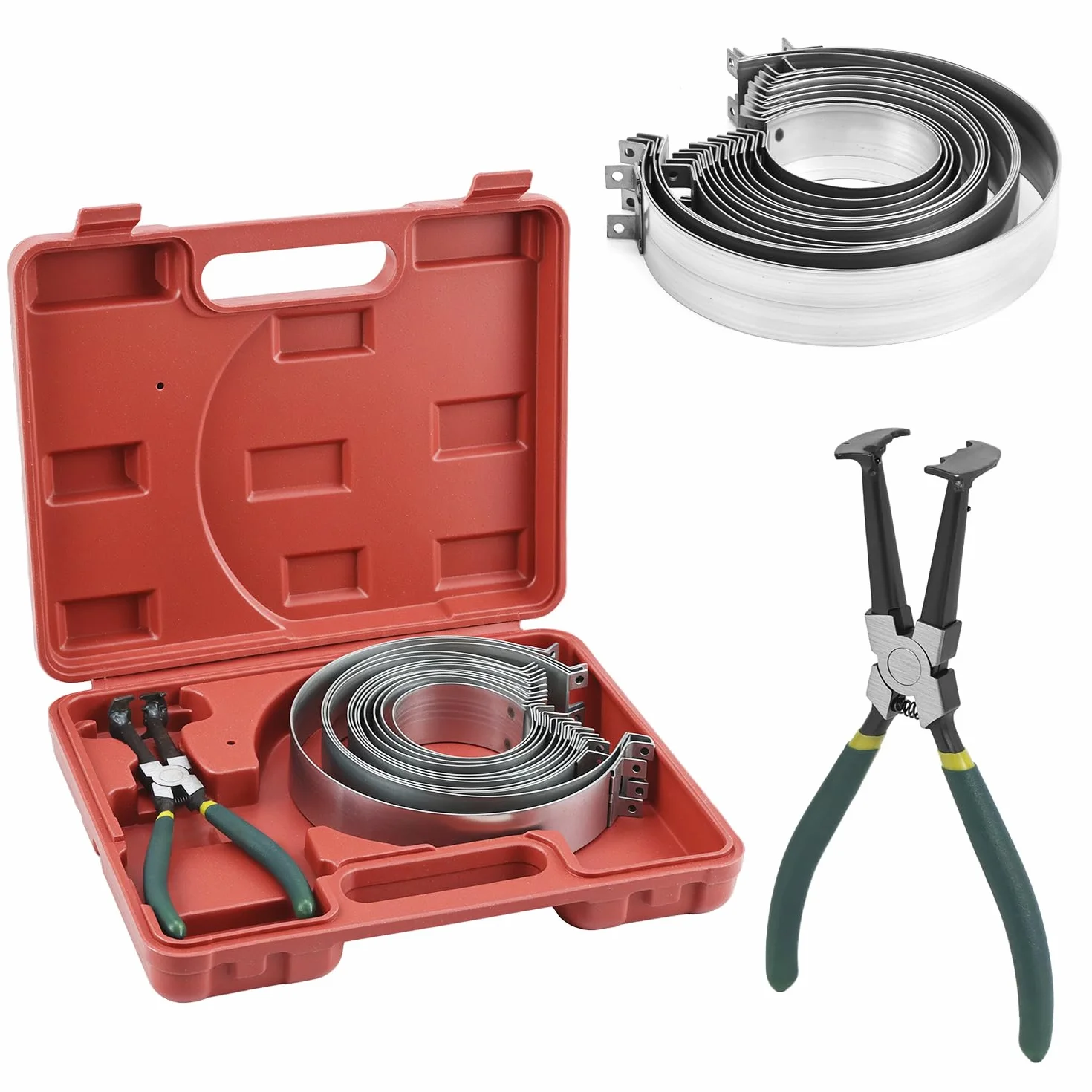 QWORK Set compressori a pistone con pinze 62-145 mm per SUV camion trattori automobili custodia