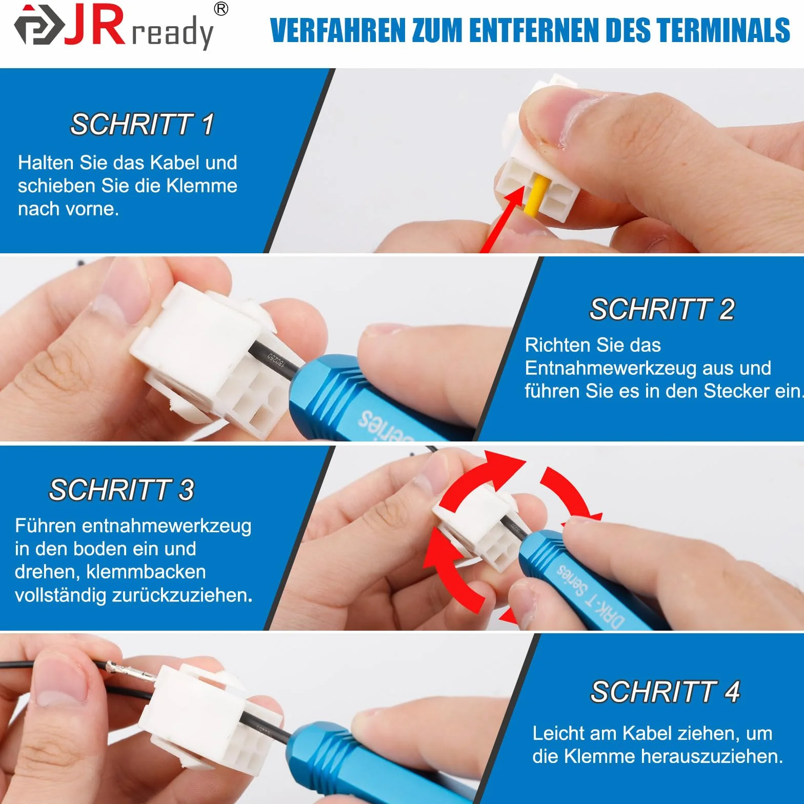 JRready ST5252 Set di 7 attrezzi per terminali AMP Molex .062" .093" Delphi Weather-Pack