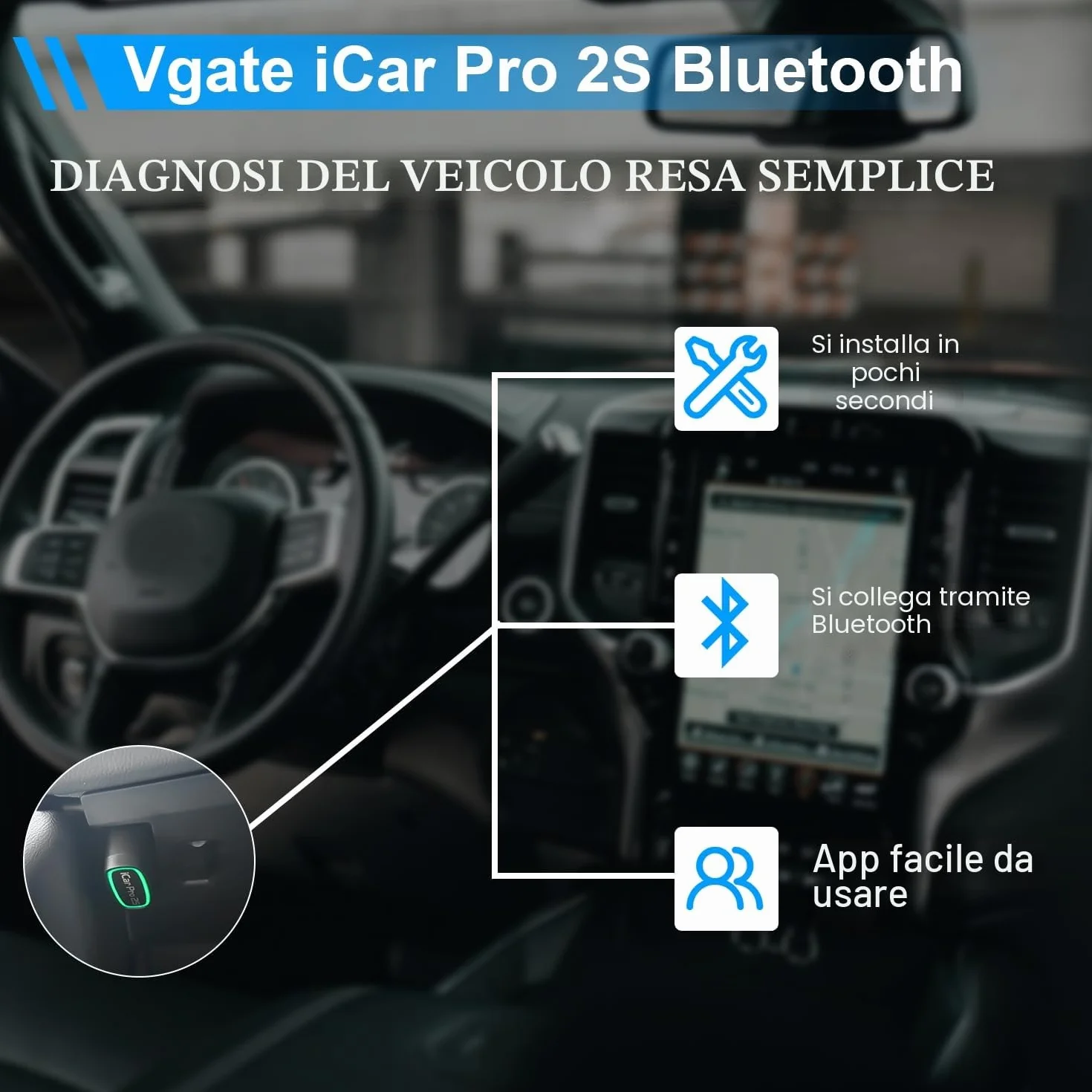 Vgate iCar Pro 2S Bluetooth OBD2 Strumento Diagnostico per iOS Android Windows Scanner Auto Veicoli Elettrici Ibridi