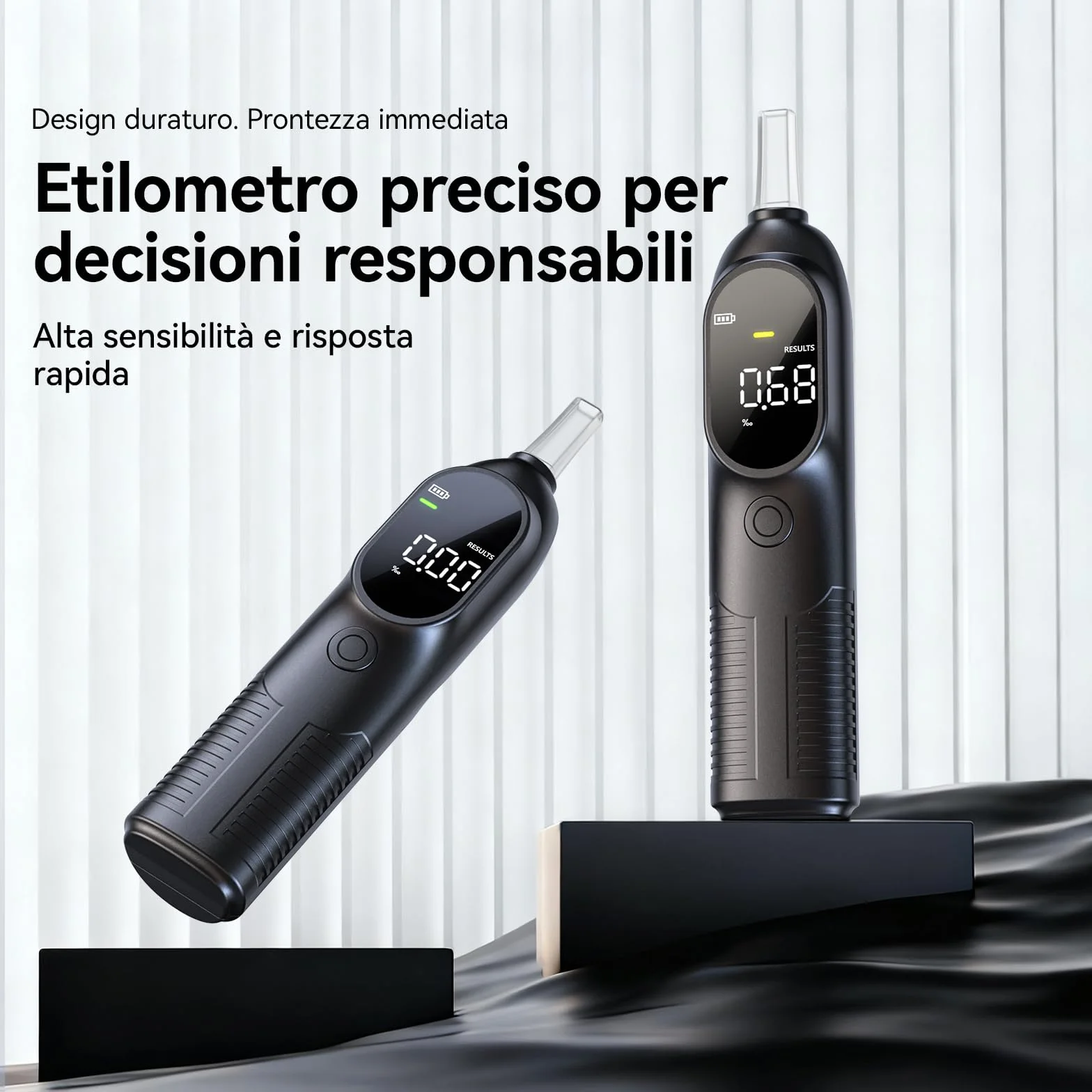 Etilometro Professionale ad Alta Precisione con Sensore Intelligente e Display Retroilluminato, Analizzatore Portatile del Respiro