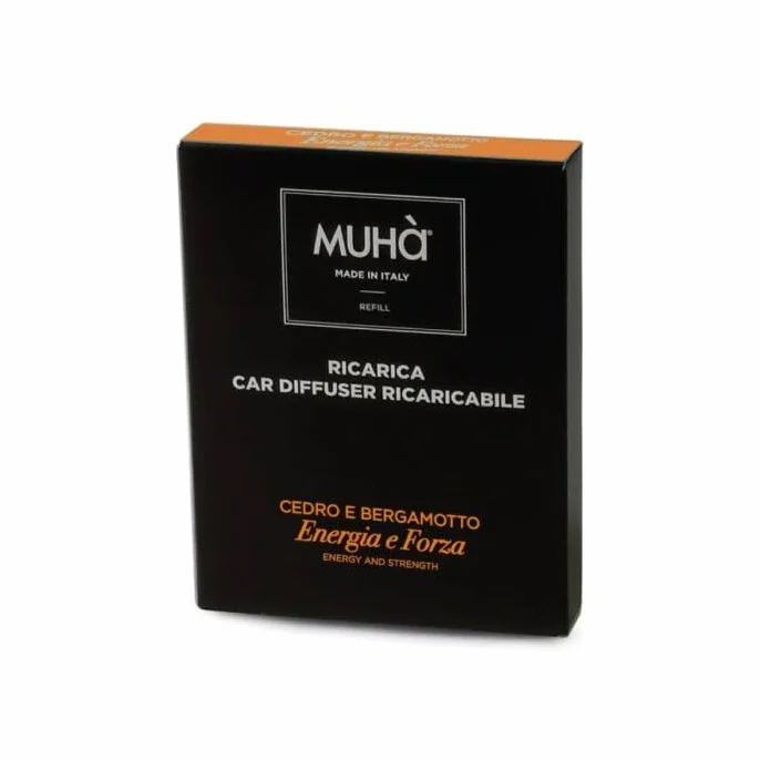 MUHA' Profumatore Auto Ricarica Cedro Bergamotto Rilascio Graduale Profumo
