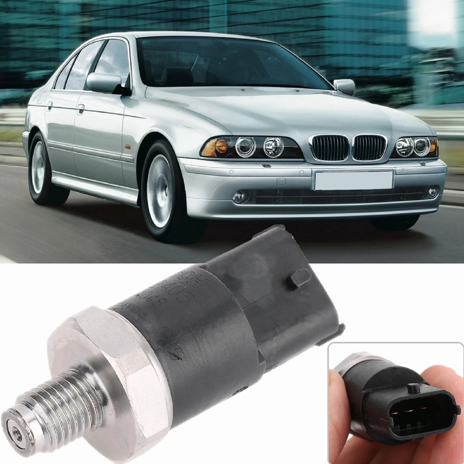 Sensore Pressione Carburante, 0281002405 Sensore Pressione Rail Olio Produzione Professionale Adatto Per 3 5 7 X5 2.5 3.0 D XD