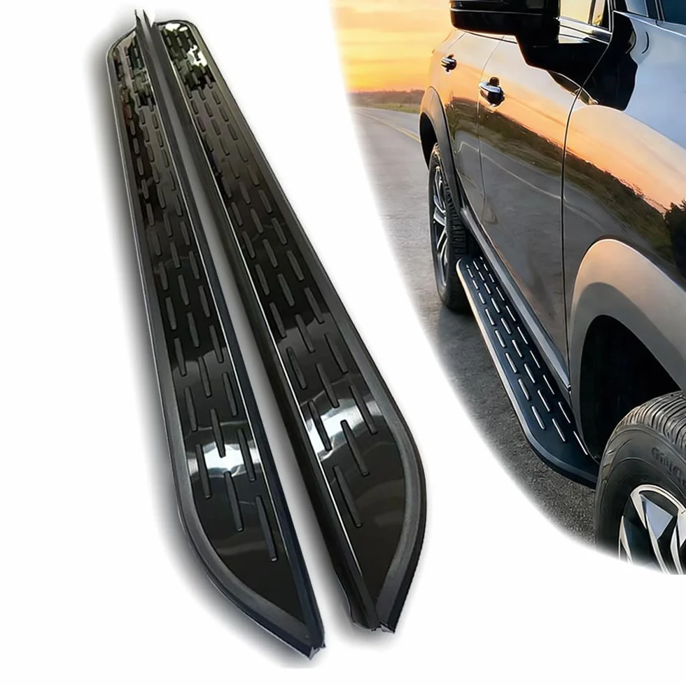 Pedane laterali per Mercedes Benz GLB X247 2020-2026, pedane laterali in alluminio con struttura, kit completo di installazione senza trapano (nero, 2 pezzi) (CKLH)